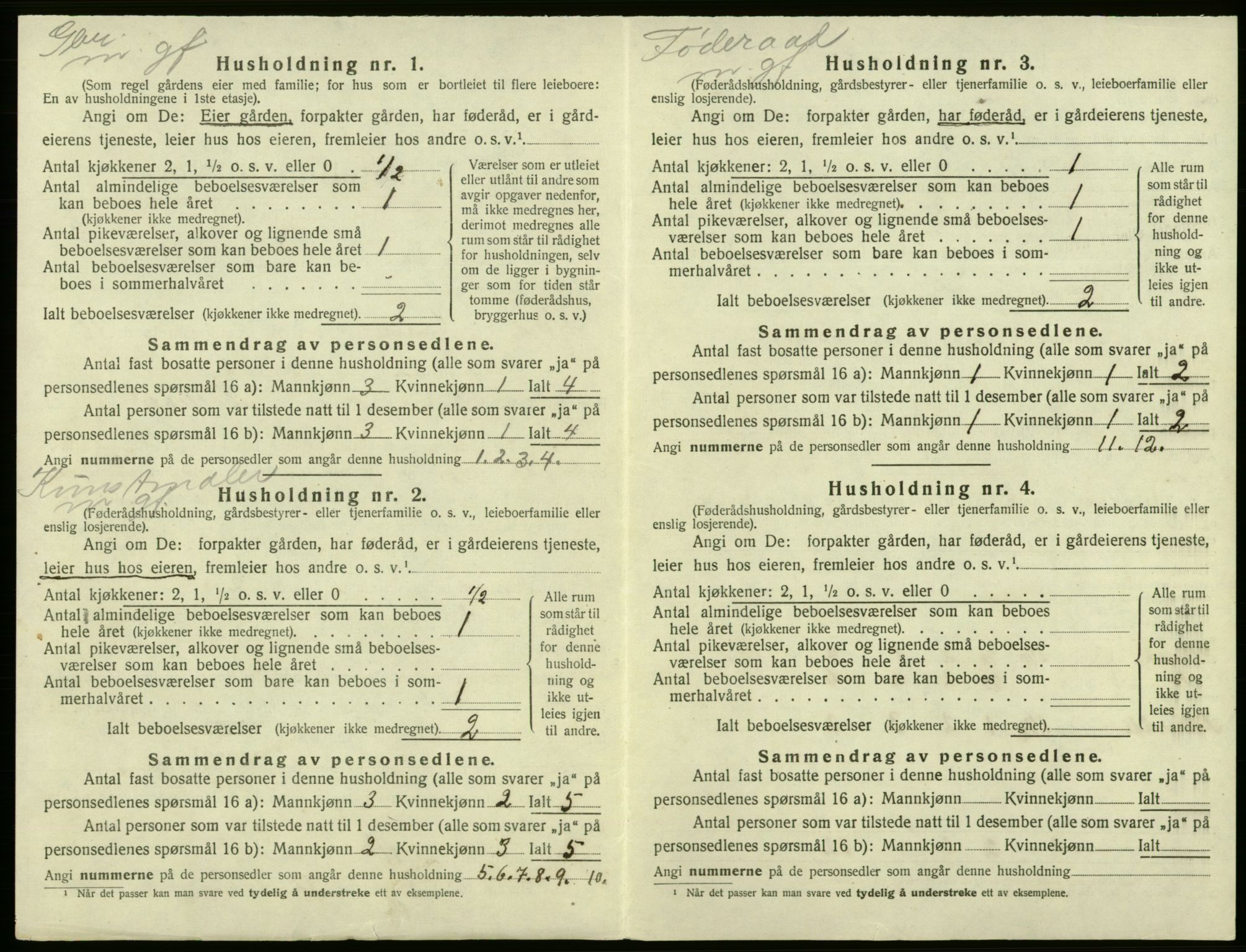 SAB, Folketelling 1920 for 1238 Kvam herred, 1920, s. 1424