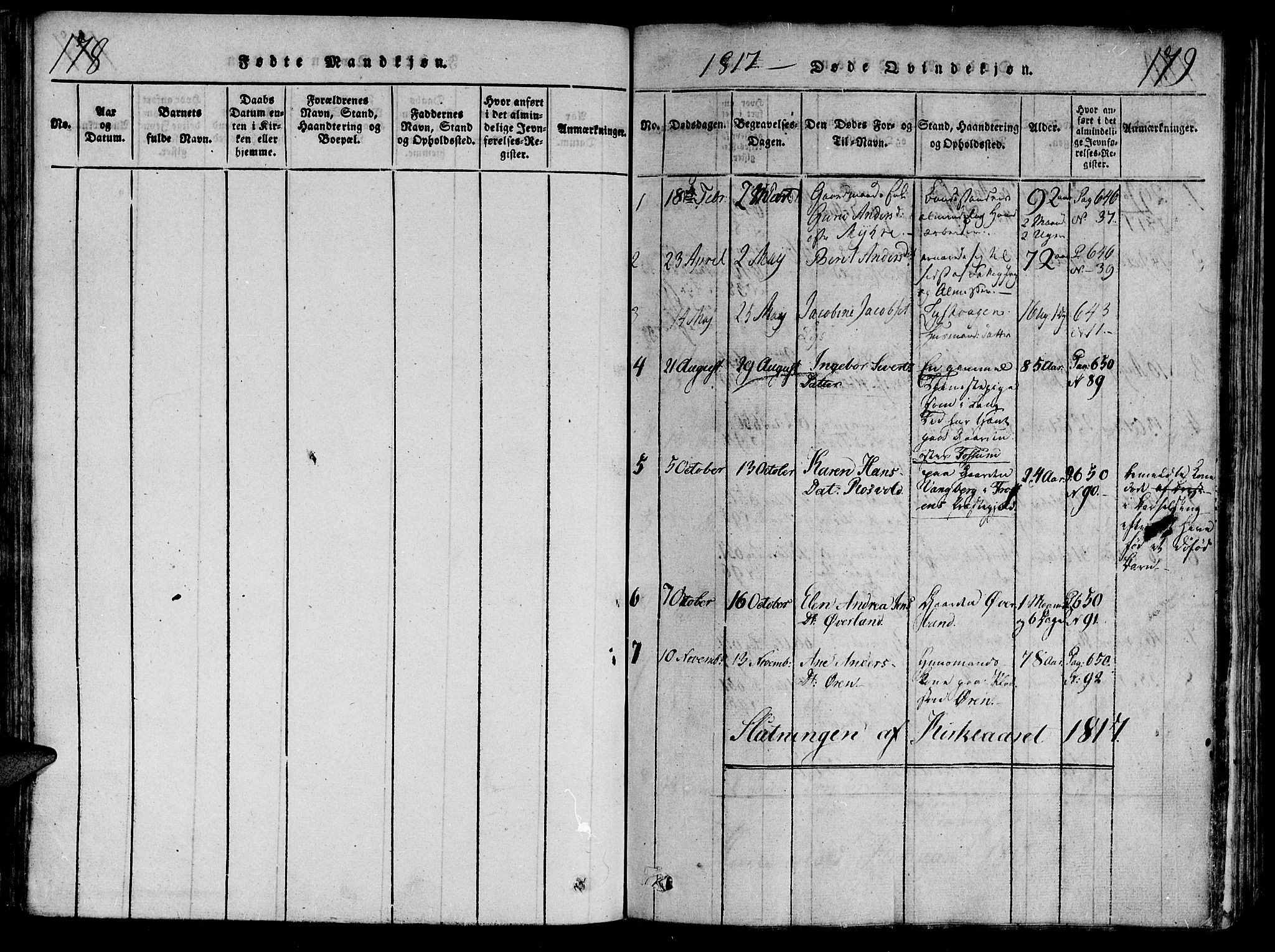 Ministerialprotokoller, klokkerbøker og fødselsregistre - Nord-Trøndelag, AV/SAT-A-1458/701/L0005: Ministerialbok nr. 701A05 /1, 1816-1825, s. 178-179