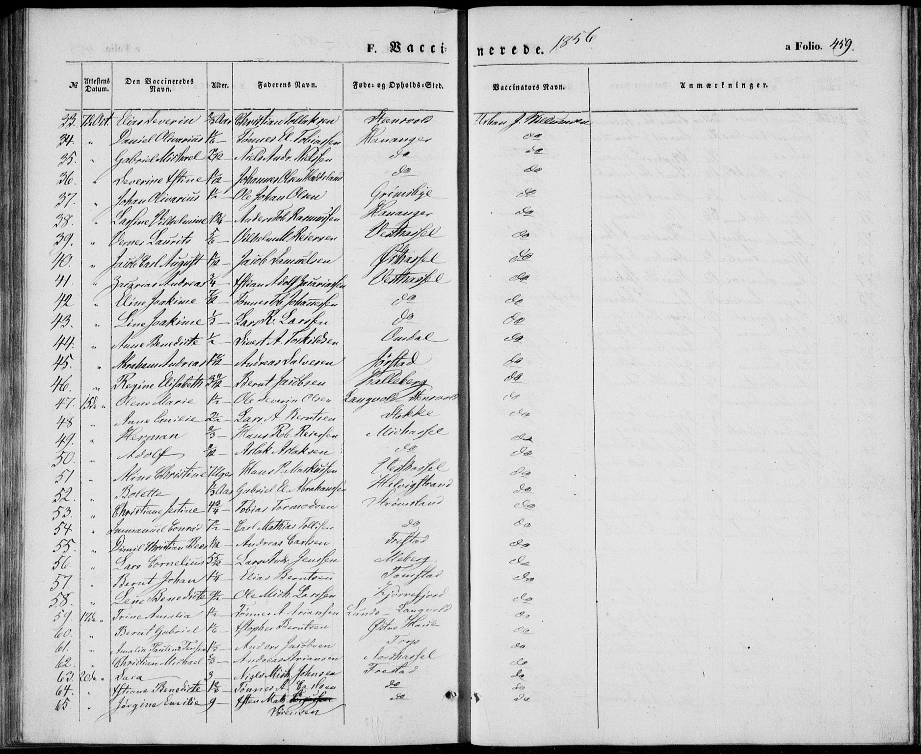 Lista sokneprestkontor, AV/SAK-1111-0027/F/Fb/L0002: Klokkerbok nr. B 2, 1847-1862, s. 459