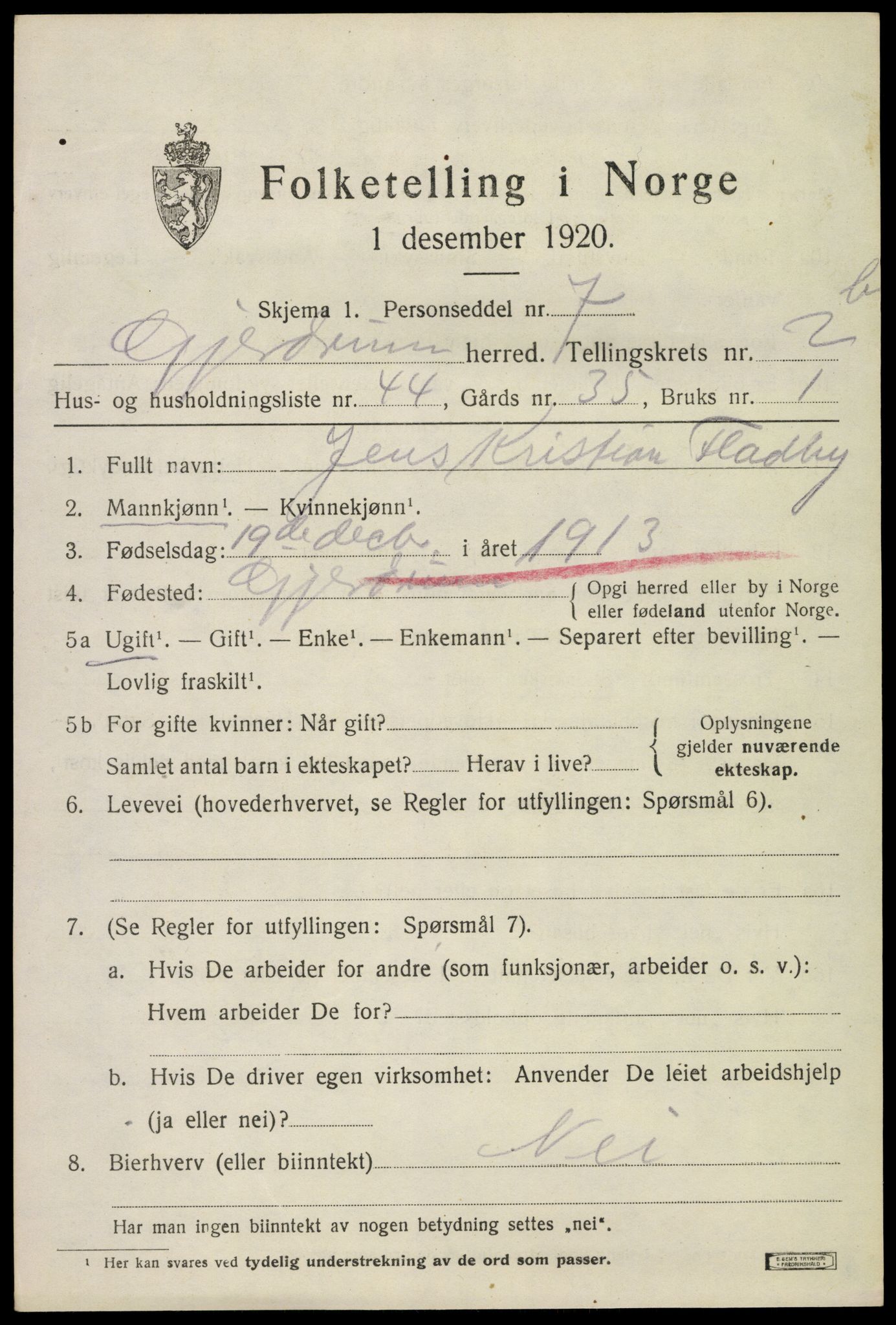 SAO, Folketelling 1920 for 0234 Gjerdrum herred, 1920, s. 1754
