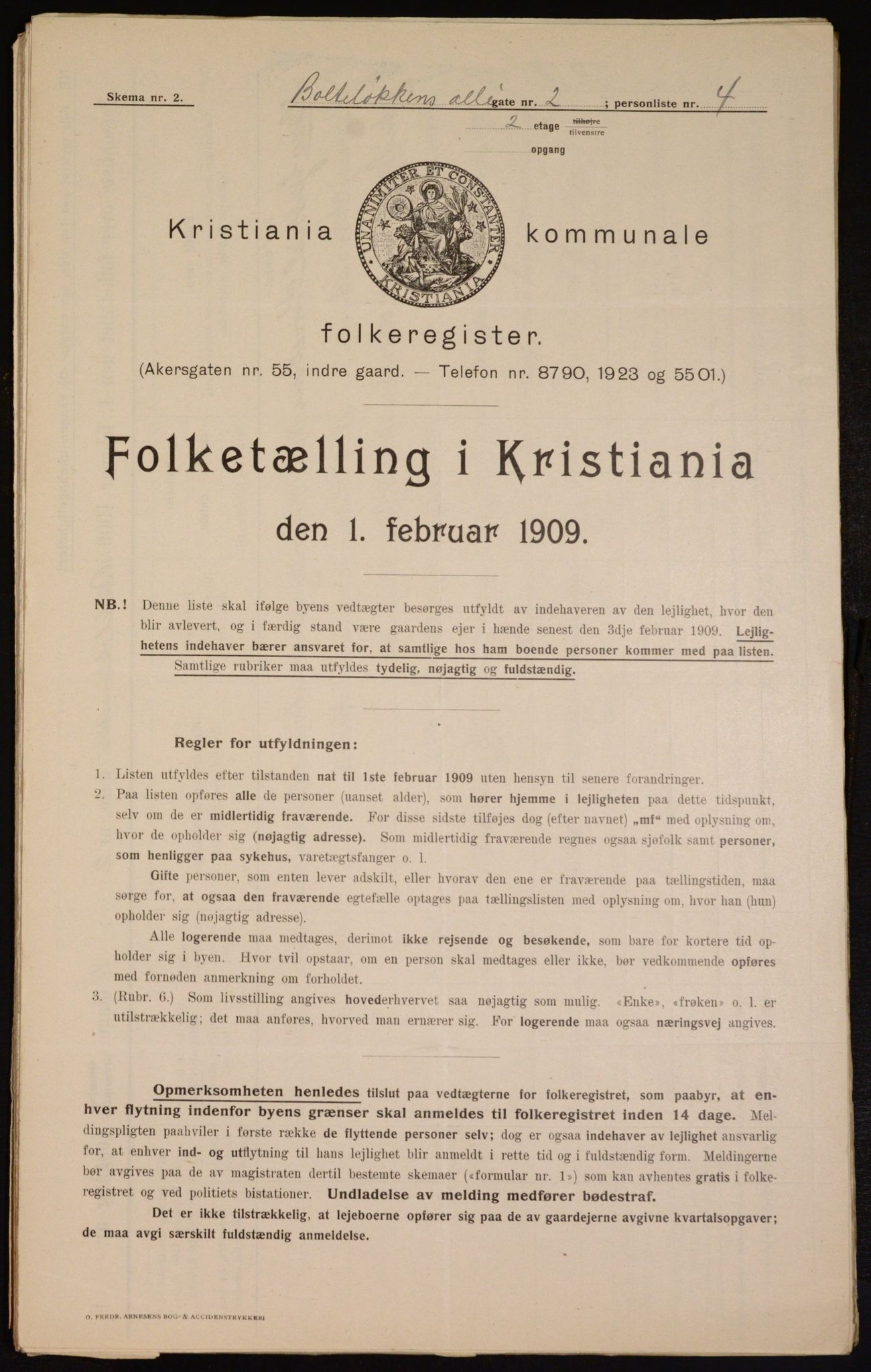 OBA, Kommunal folketelling 1.2.1909 for Kristiania kjøpstad, 1909, s. 7126