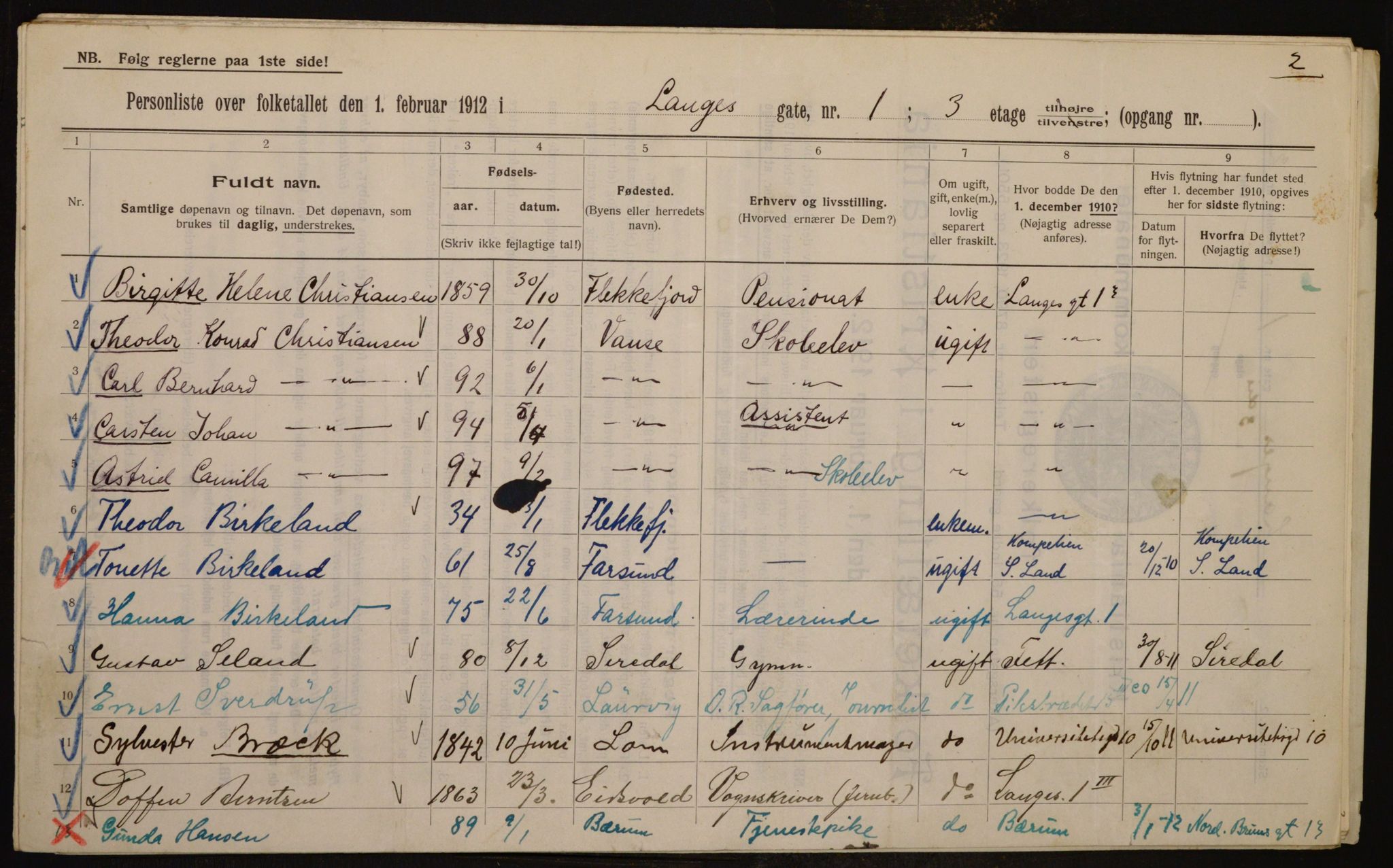 OBA, Kommunal folketelling 1.2.1912 for Kristiania, 1912, s. 56632