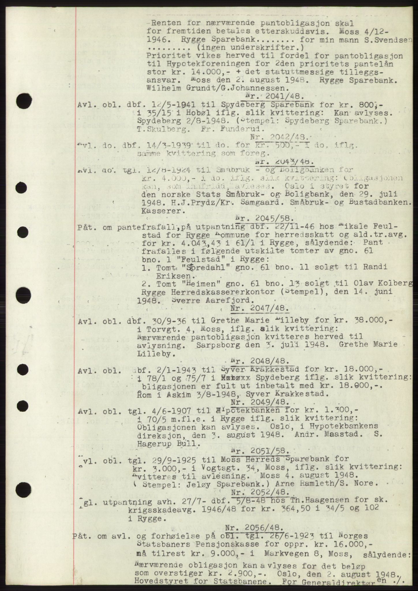 Moss sorenskriveri, SAO/A-10168: Pantebok nr. C10, 1938-1950, Dagboknr: 2041/1948