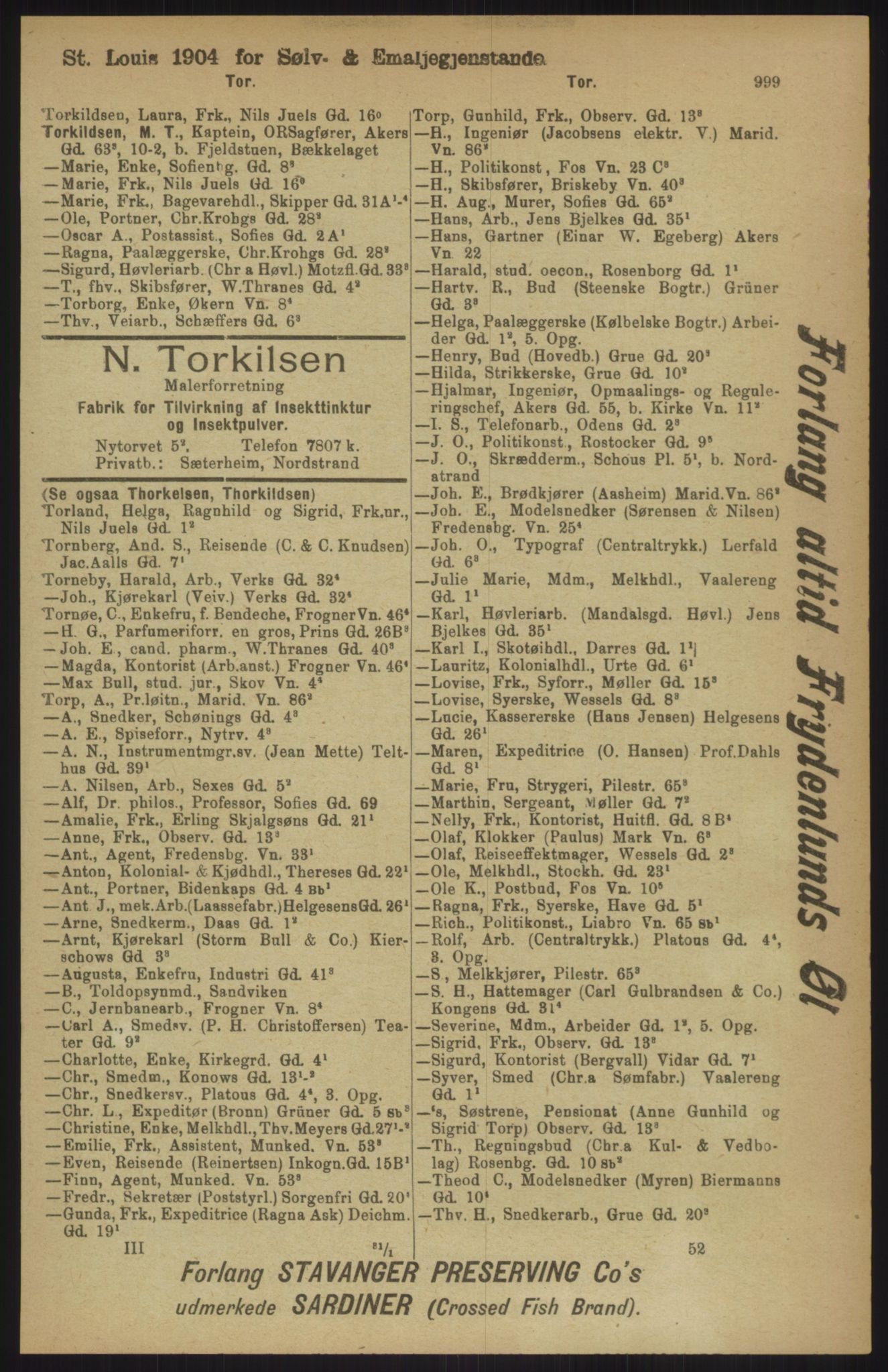 Kristiania/Oslo adressebok, PUBL/-, 1911, s. 999