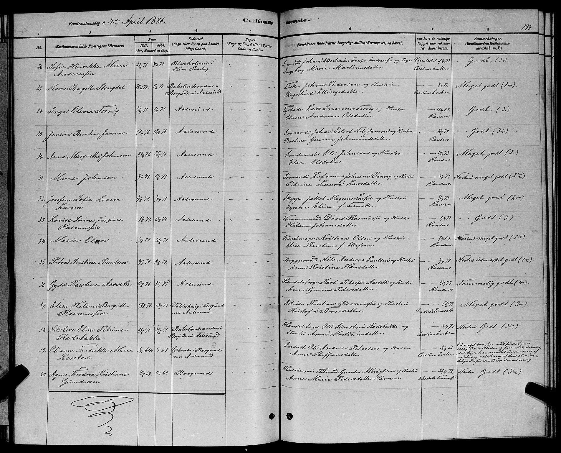 Ministerialprotokoller, klokkerbøker og fødselsregistre - Møre og Romsdal, AV/SAT-A-1454/529/L0466: Klokkerbok nr. 529C03, 1878-1888, s. 193