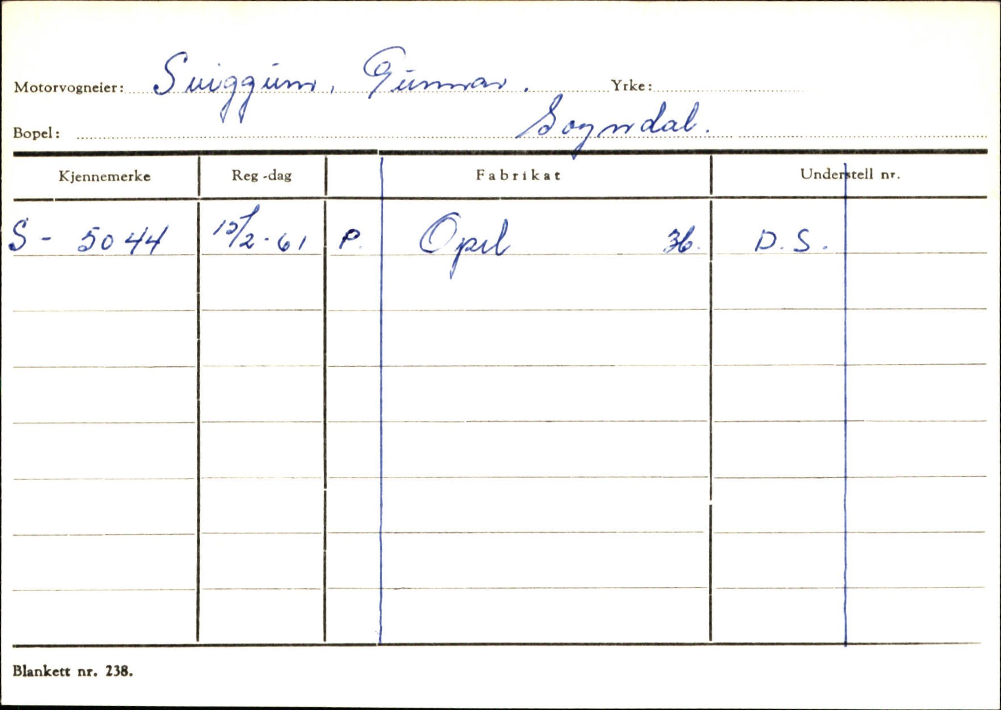 Statens vegvesen, Sogn og Fjordane vegkontor, AV/SAB-A-5301/4/F/L0124: Eigarregister Sogndal A-U, 1945-1975, s. 2536