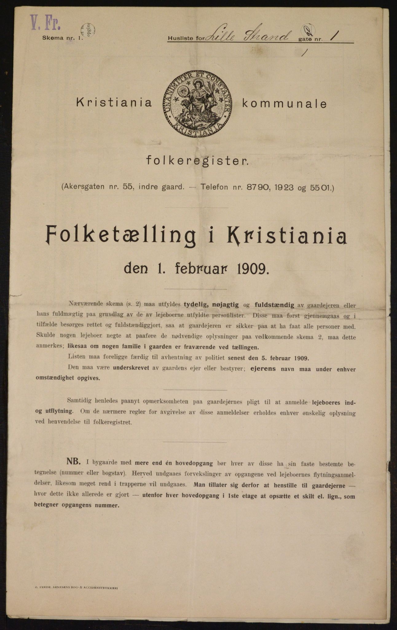 OBA, Kommunal folketelling 1.2.1909 for Kristiania kjøpstad, 1909, s. 93770