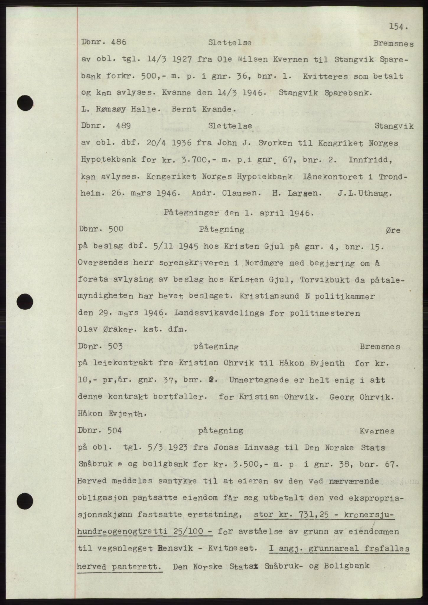 Nordmøre sorenskriveri, SAT/A-4132/1/2/2Ca: Pantebok nr. C82b, 1946-1951, Dagboknr: 486/1946