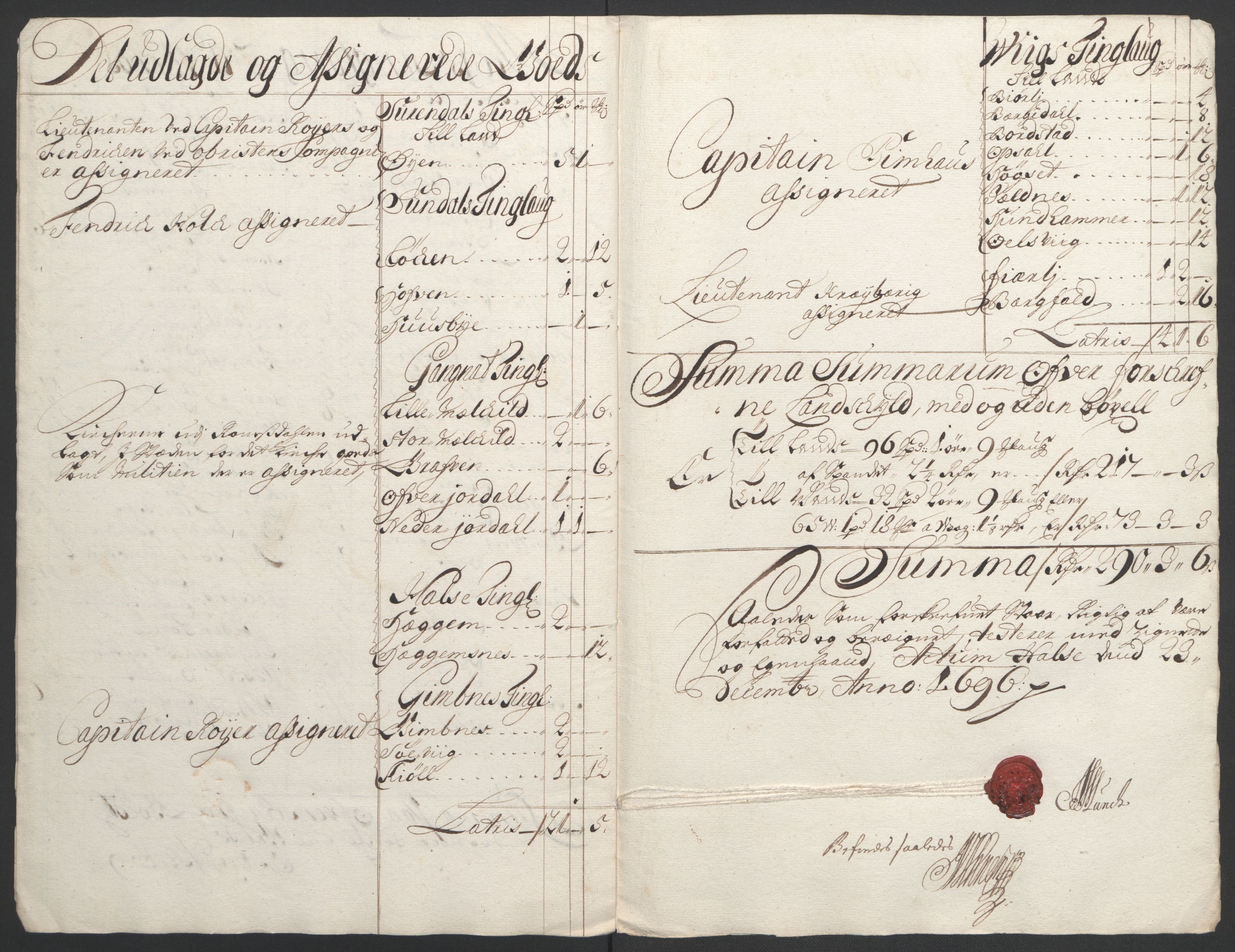 Rentekammeret inntil 1814, Reviderte regnskaper, Fogderegnskap, AV/RA-EA-4092/R56/L3736: Fogderegnskap Nordmøre, 1694-1696, s. 432