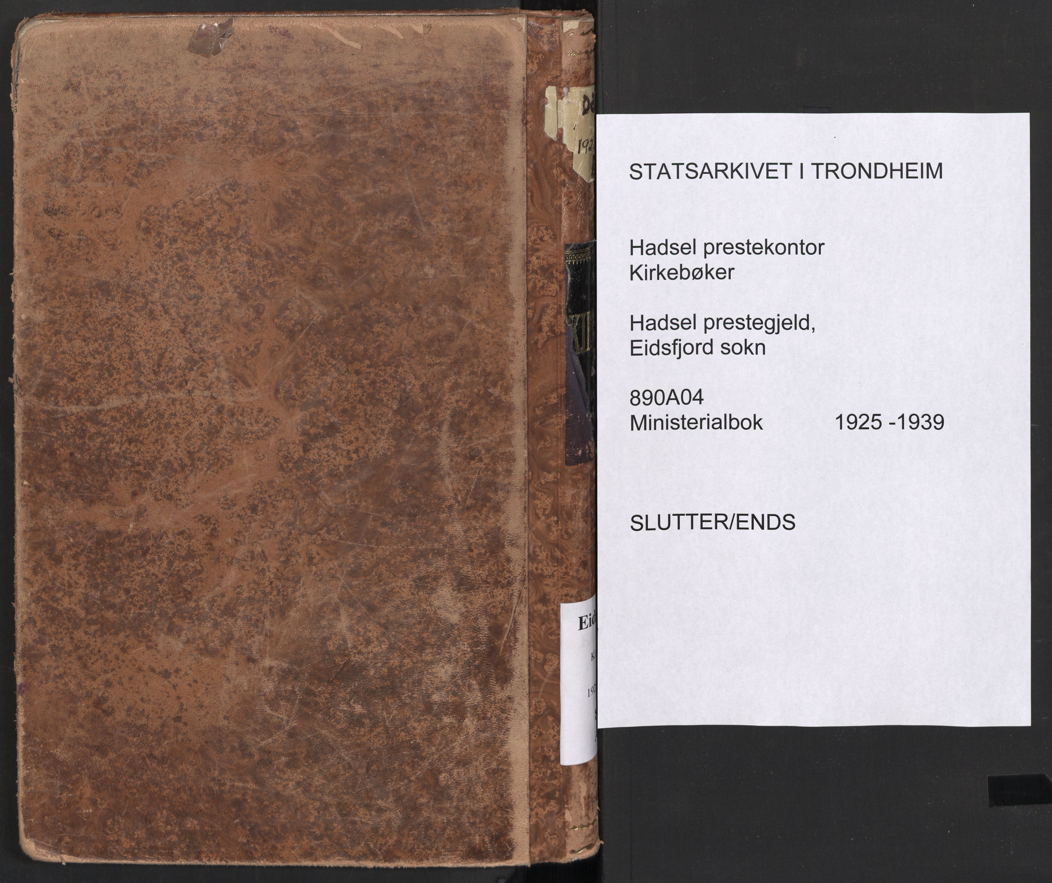 Ministerialprotokoller, klokkerbøker og fødselsregistre - Nordland, SAT/A-1459/890/L1289: Ministerialbok nr. 890A04, 1925-1939