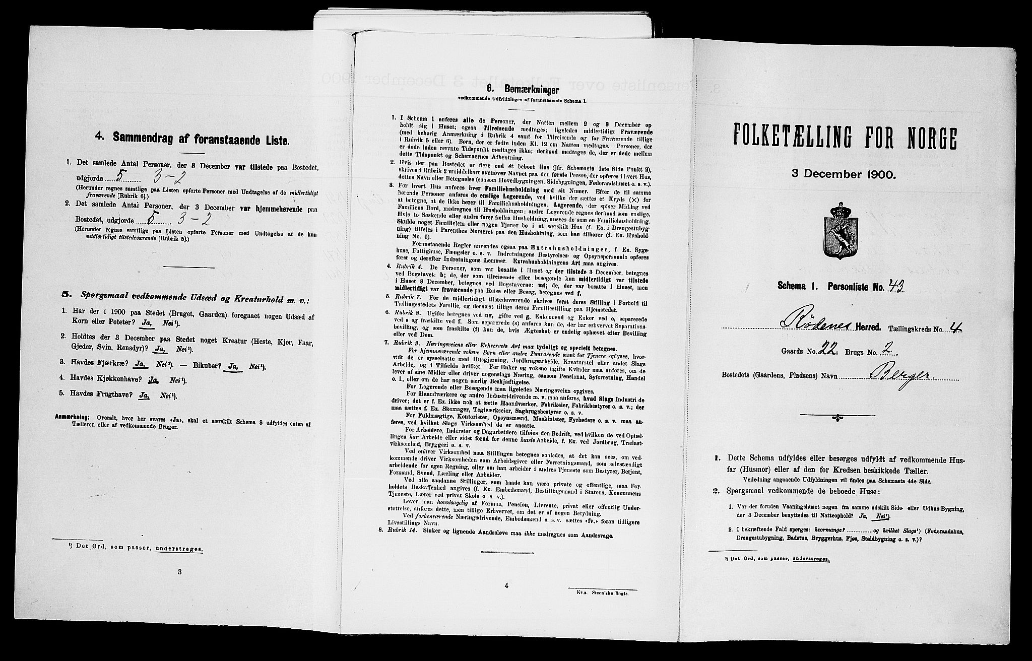 SAO, Folketelling 1900 for 0120 Rødenes herred, 1900