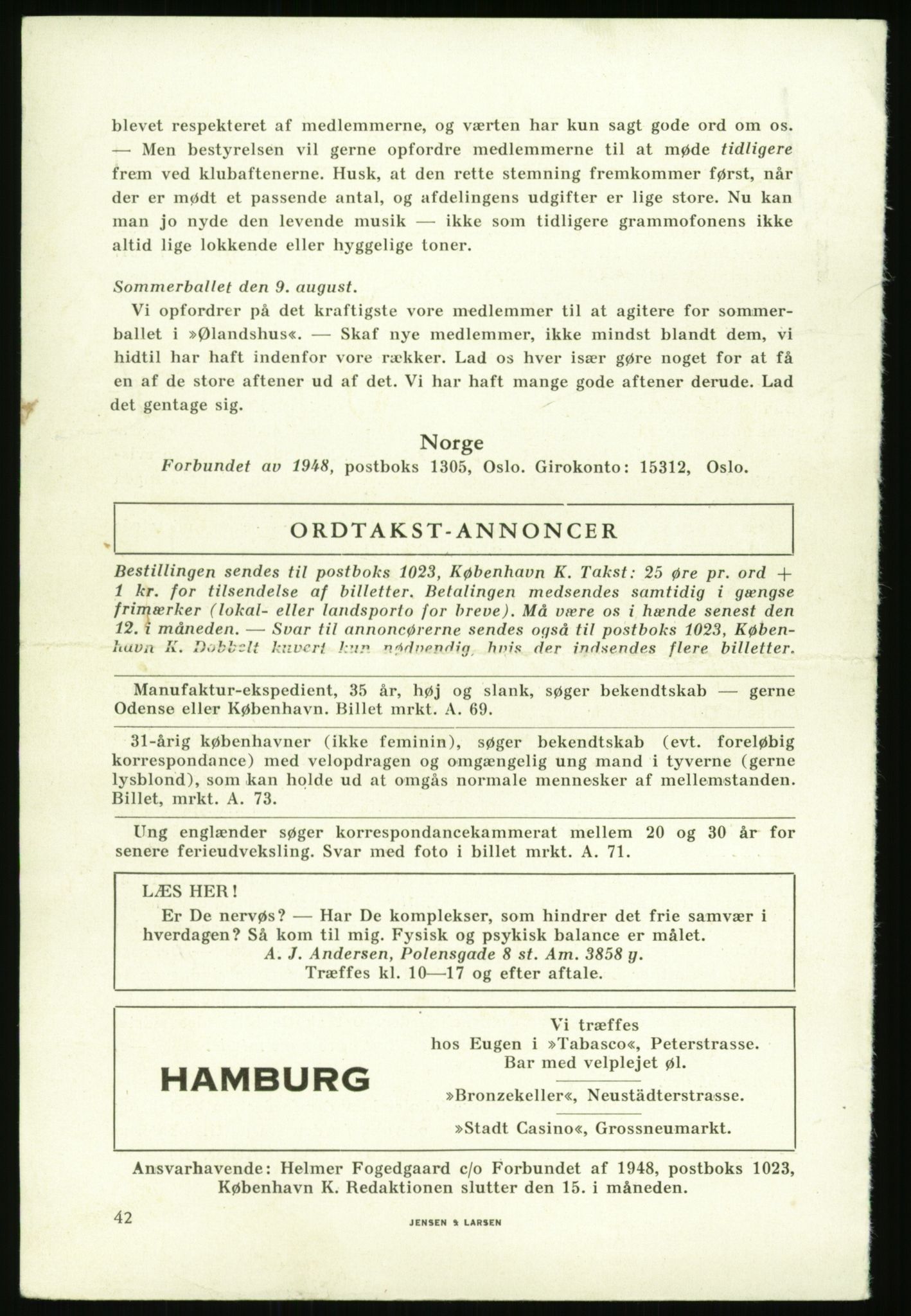 Det Norske Forbundet av 1948/Landsforeningen for Lesbisk og Homofil Frigjøring, AV/RA-PA-1216/E/Eb/L0001: Intern informasjon, 1952-1991, s. 6