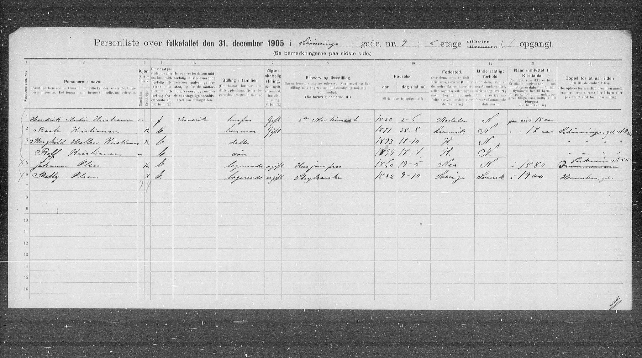 OBA, Kommunal folketelling 31.12.1905 for Kristiania kjøpstad, 1905, s. 48627