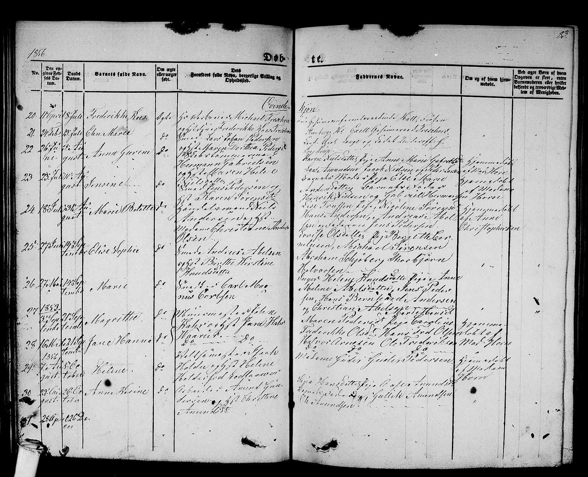 Larvik kirkebøker, AV/SAKO-A-352/G/Gb/L0002: Klokkerbok nr. II 2, 1843-1866, s. 83