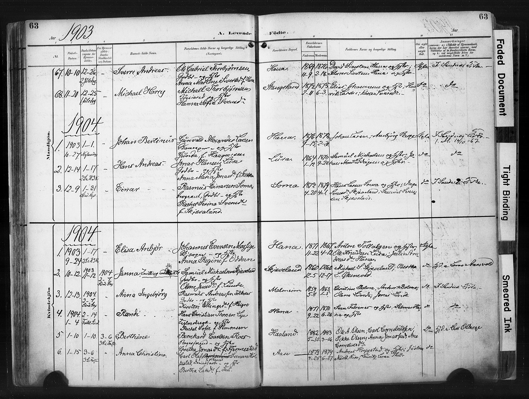 Høyland sokneprestkontor, AV/SAST-A-101799/001/30BA/L0015: Ministerialbok nr. A 14, 1899-1911, s. 63