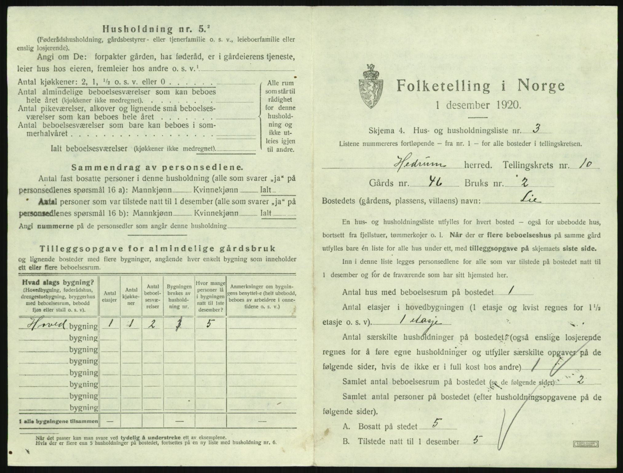 SAKO, Folketelling 1920 for 0727 Hedrum herred, 1920, s. 907