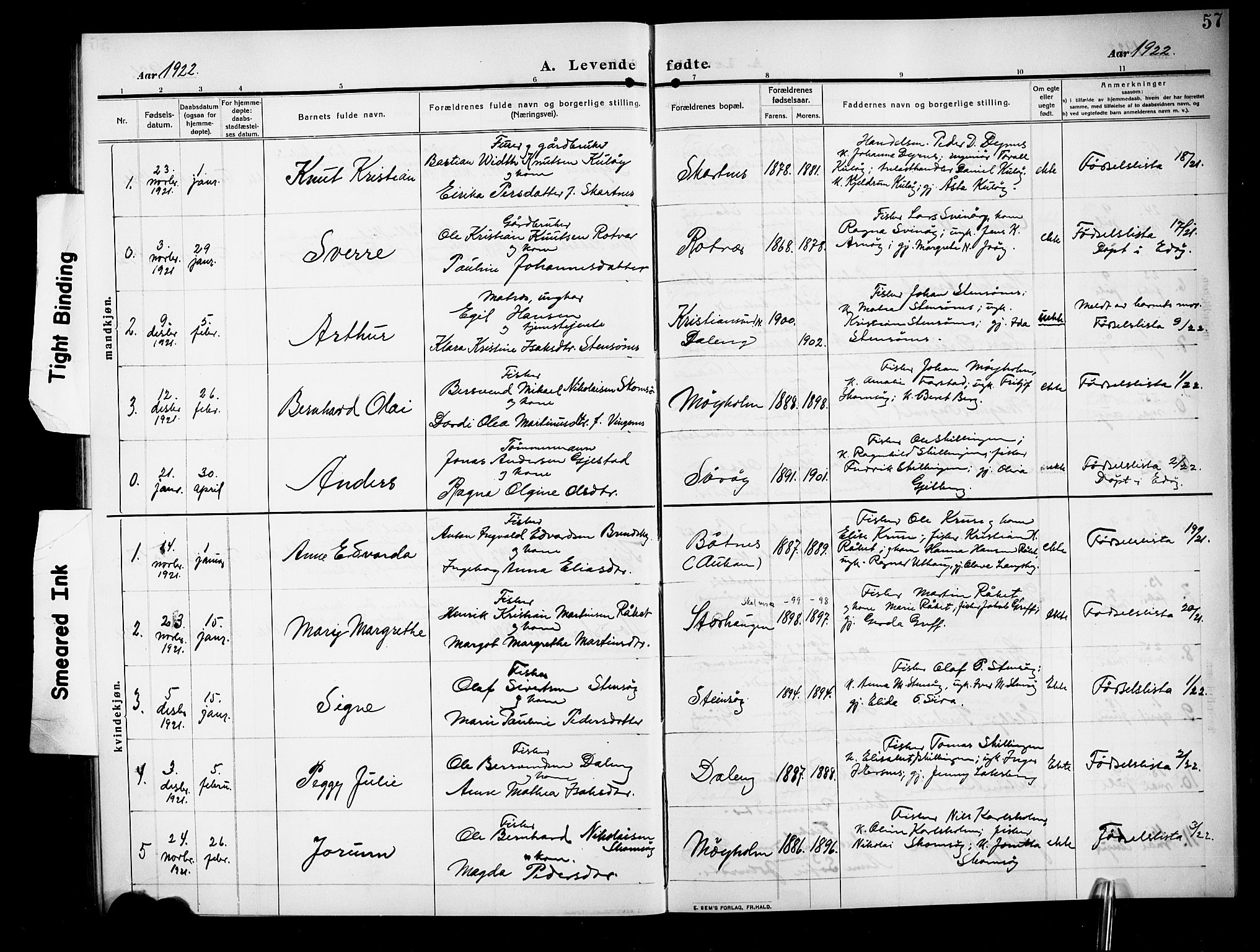 Ministerialprotokoller, klokkerbøker og fødselsregistre - Møre og Romsdal, AV/SAT-A-1454/582/L0949: Klokkerbok nr. 582C01, 1909-1925, s. 57