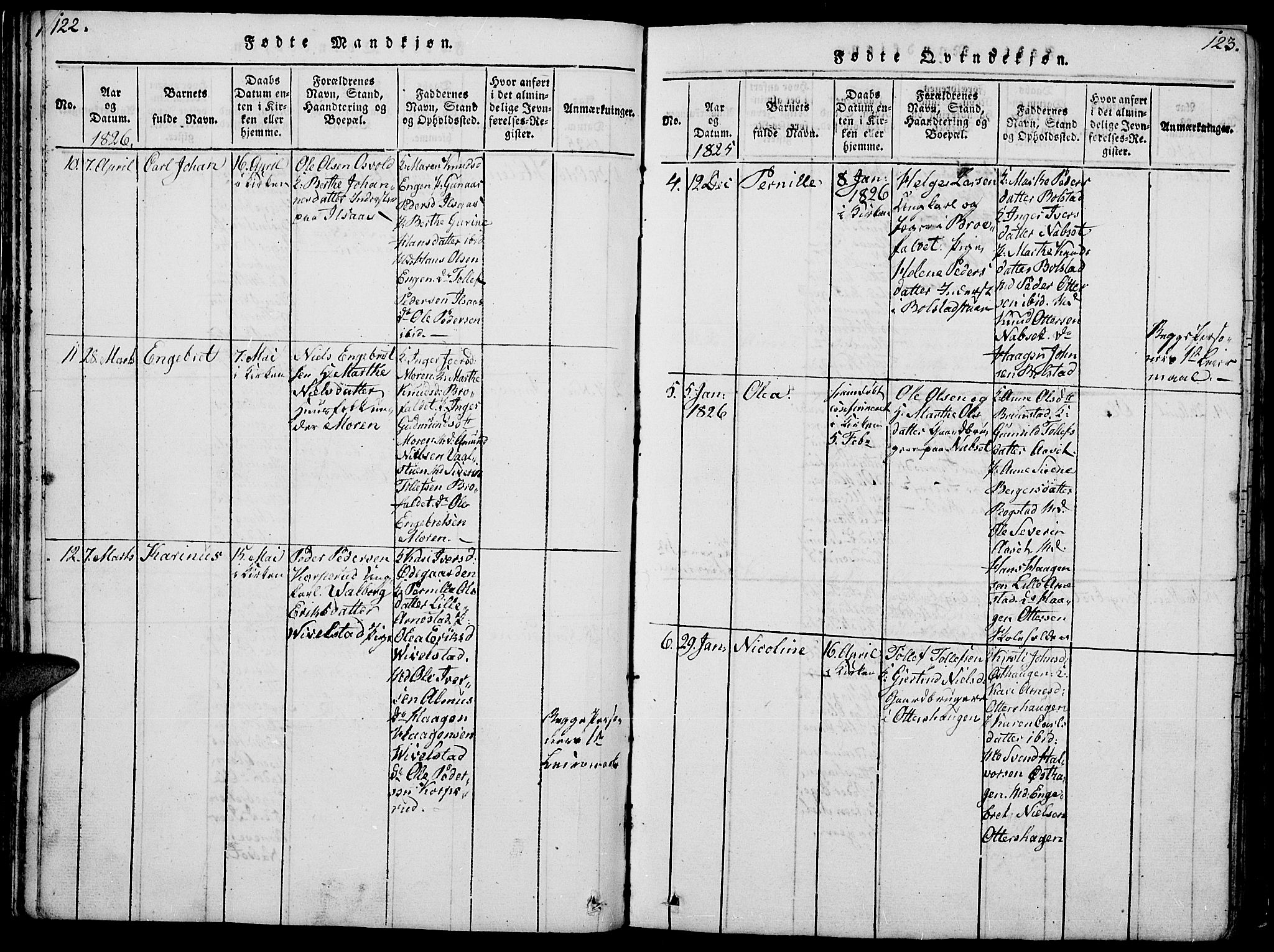 Åmot prestekontor, Hedmark, SAH/PREST-056/H/Ha/Hab/L0001: Klokkerbok nr. 1, 1815-1847, s. 122-123