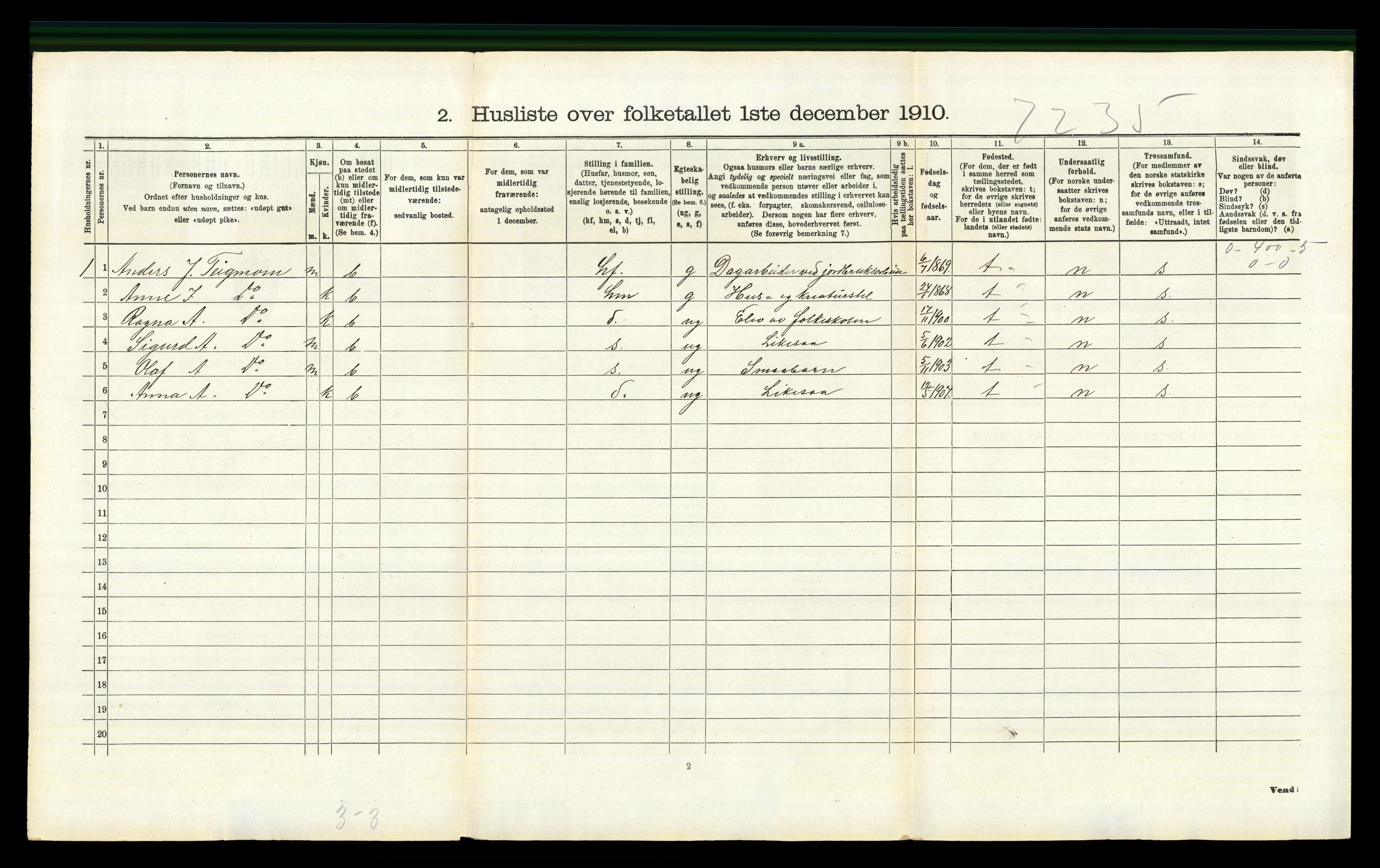 RA, Folketelling 1910 for 0518 Nord-Fron herred, 1910, s. 1359