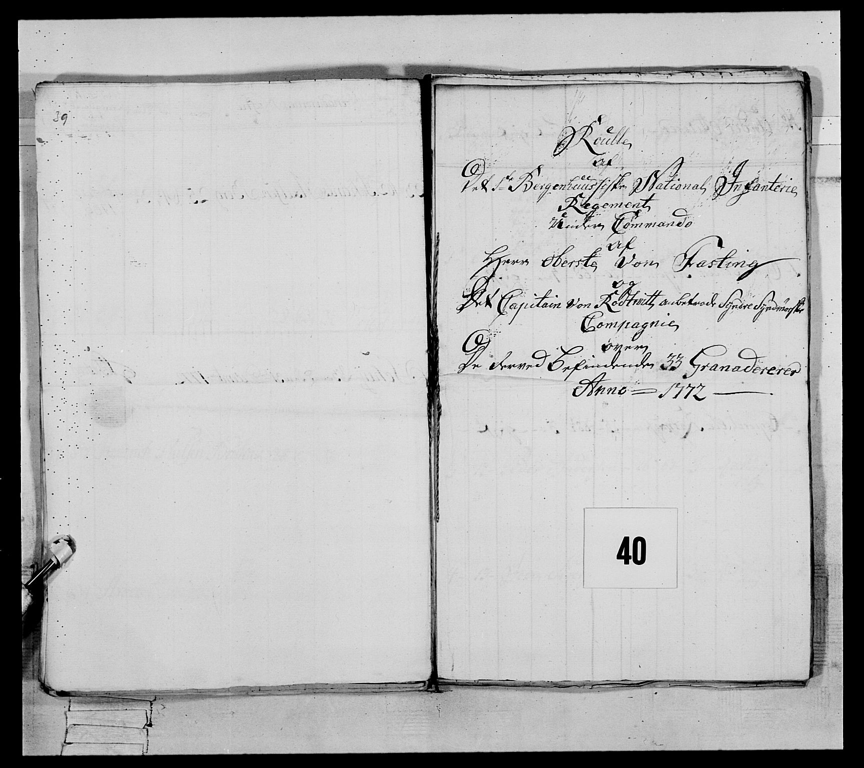 Generalitets- og kommissariatskollegiet, Det kongelige norske kommissariatskollegium, AV/RA-EA-5420/E/Eh/L0089: 1. Bergenhusiske nasjonale infanteriregiment, 1769-1773, s. 260
