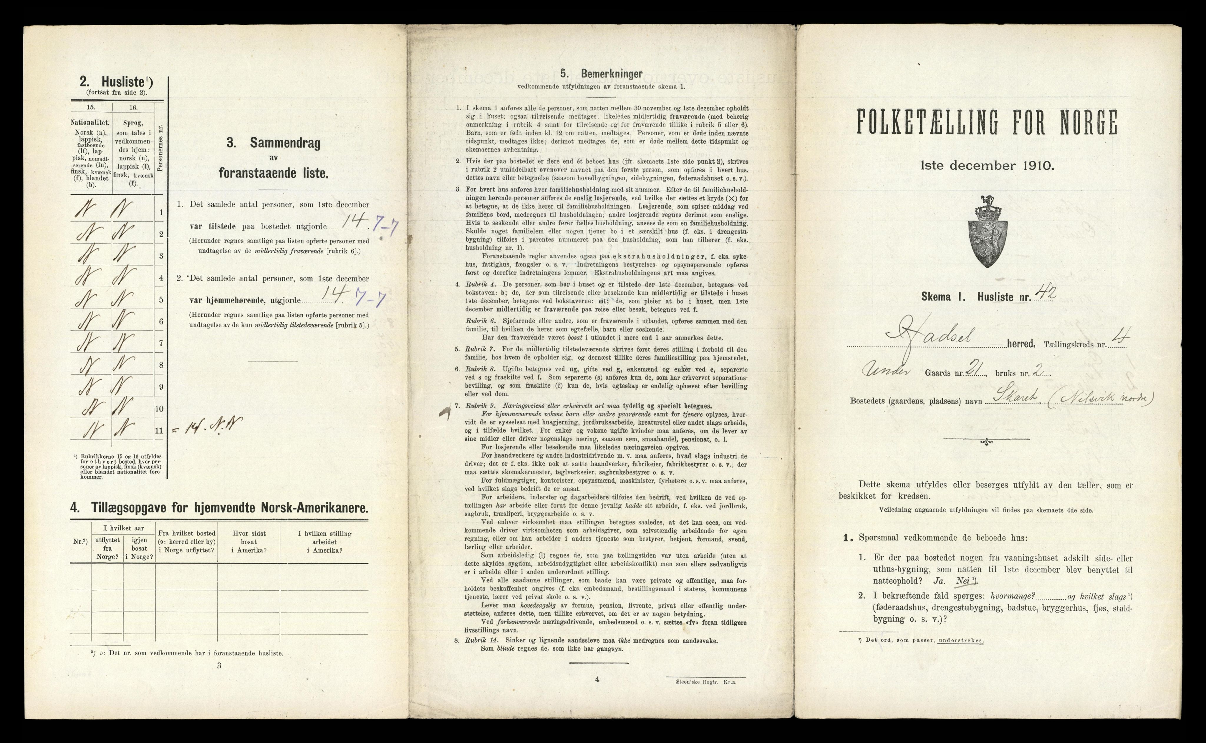 RA, Folketelling 1910 for 1866 Hadsel herred, 1910, s. 545