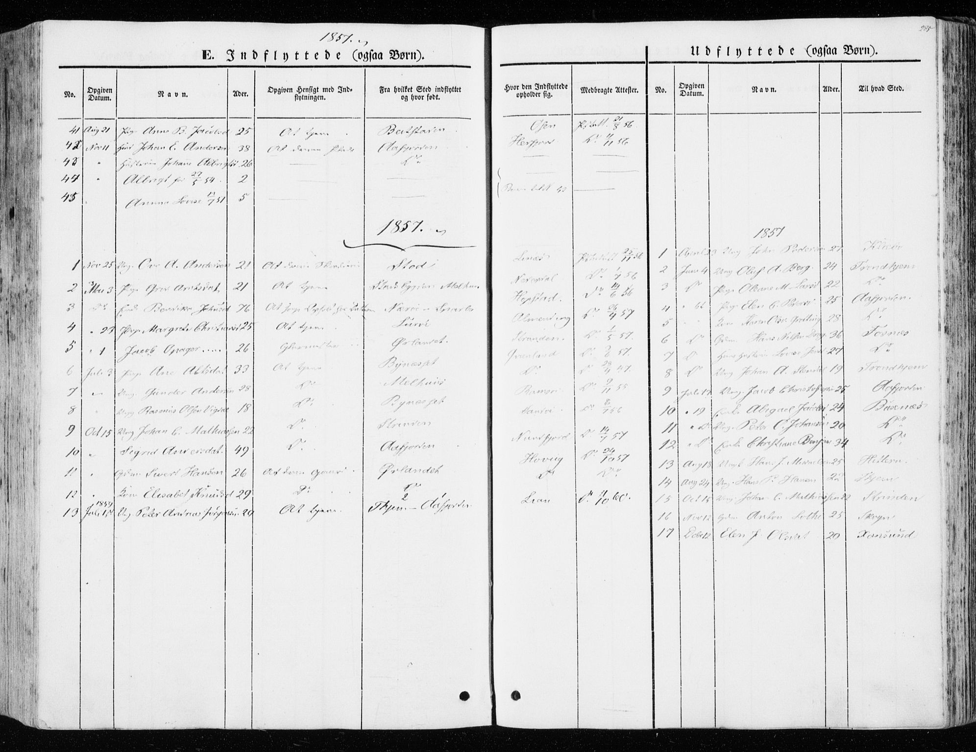Ministerialprotokoller, klokkerbøker og fødselsregistre - Sør-Trøndelag, SAT/A-1456/657/L0704: Ministerialbok nr. 657A05, 1846-1857, s. 285