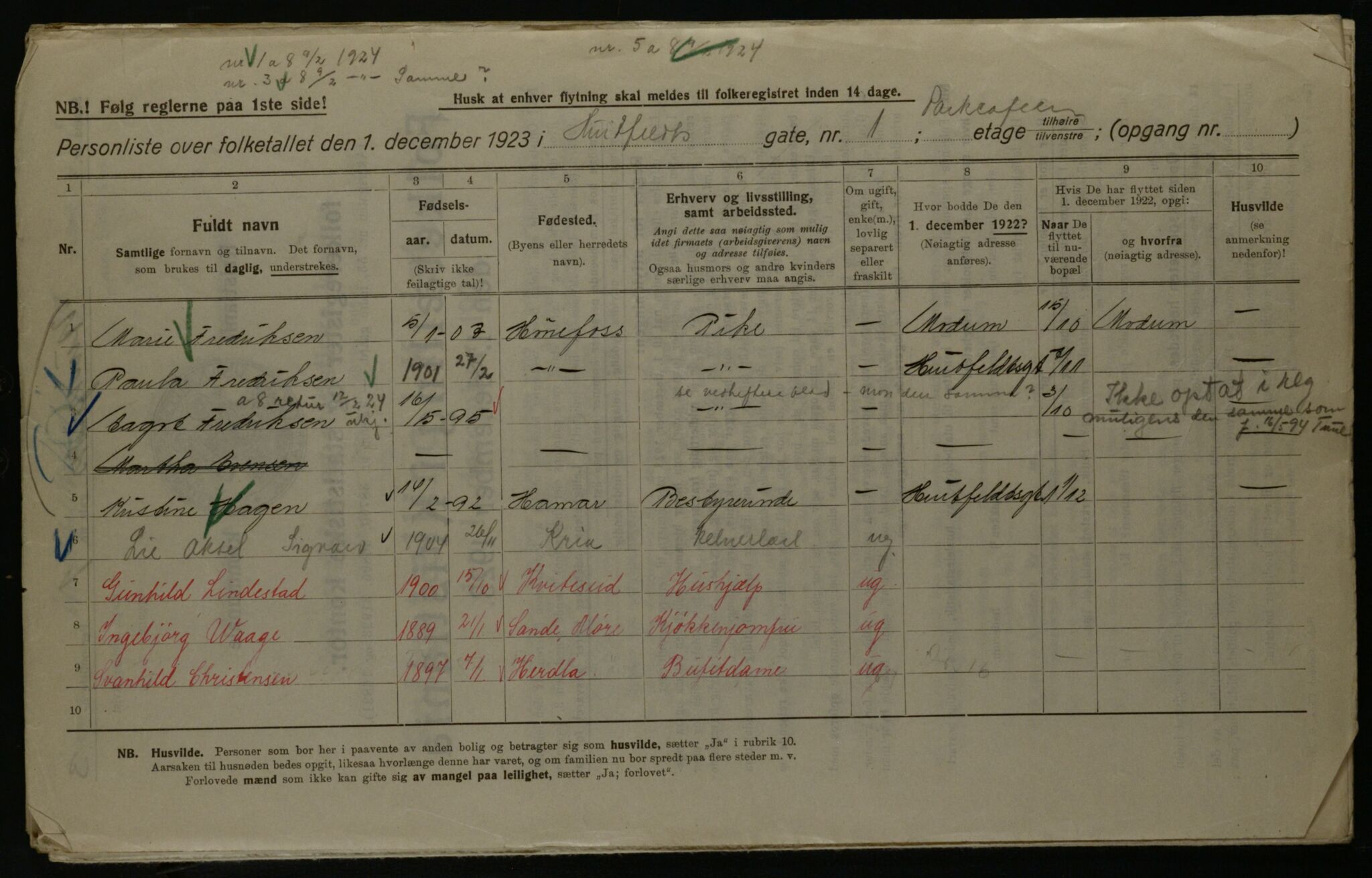 OBA, Kommunal folketelling 1.12.1923 for Kristiania, 1923, s. 46393