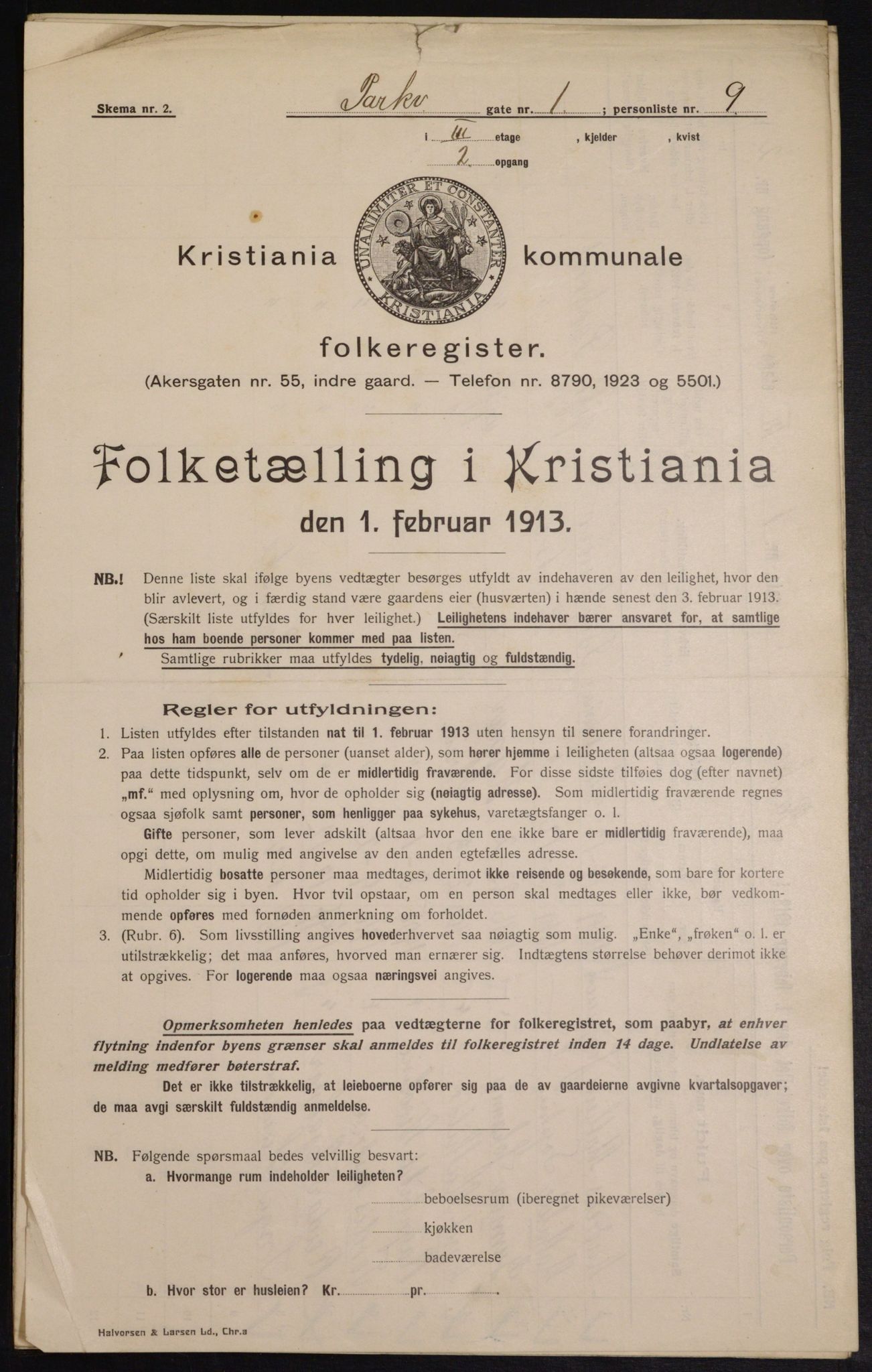 OBA, Kommunal folketelling 1.2.1913 for Kristiania, 1913, s. 77915