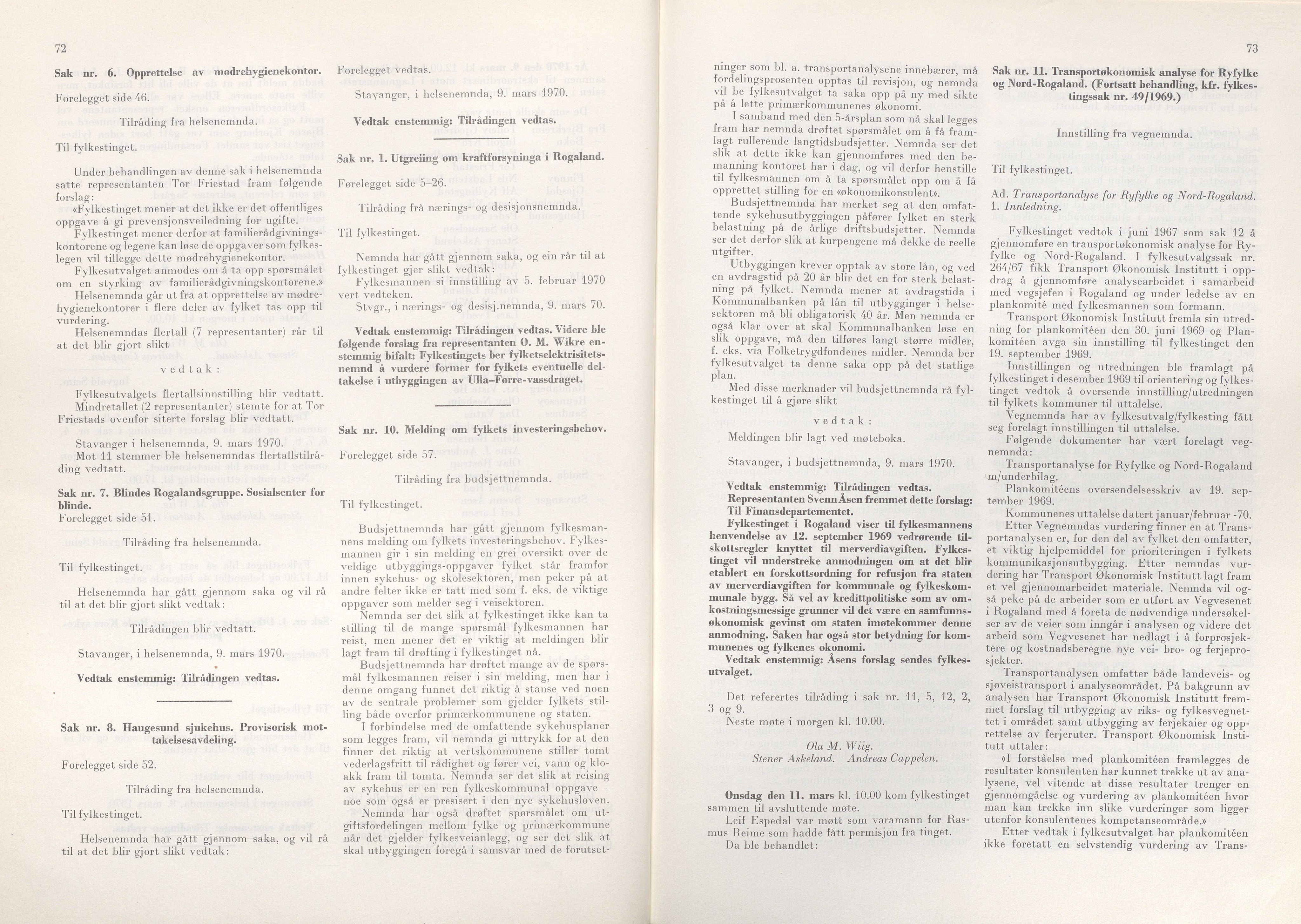Rogaland fylkeskommune - Fylkesrådmannen , IKAR/A-900/A/Aa/Aaa/L0090: Møtebok , 1970, s. 72-73