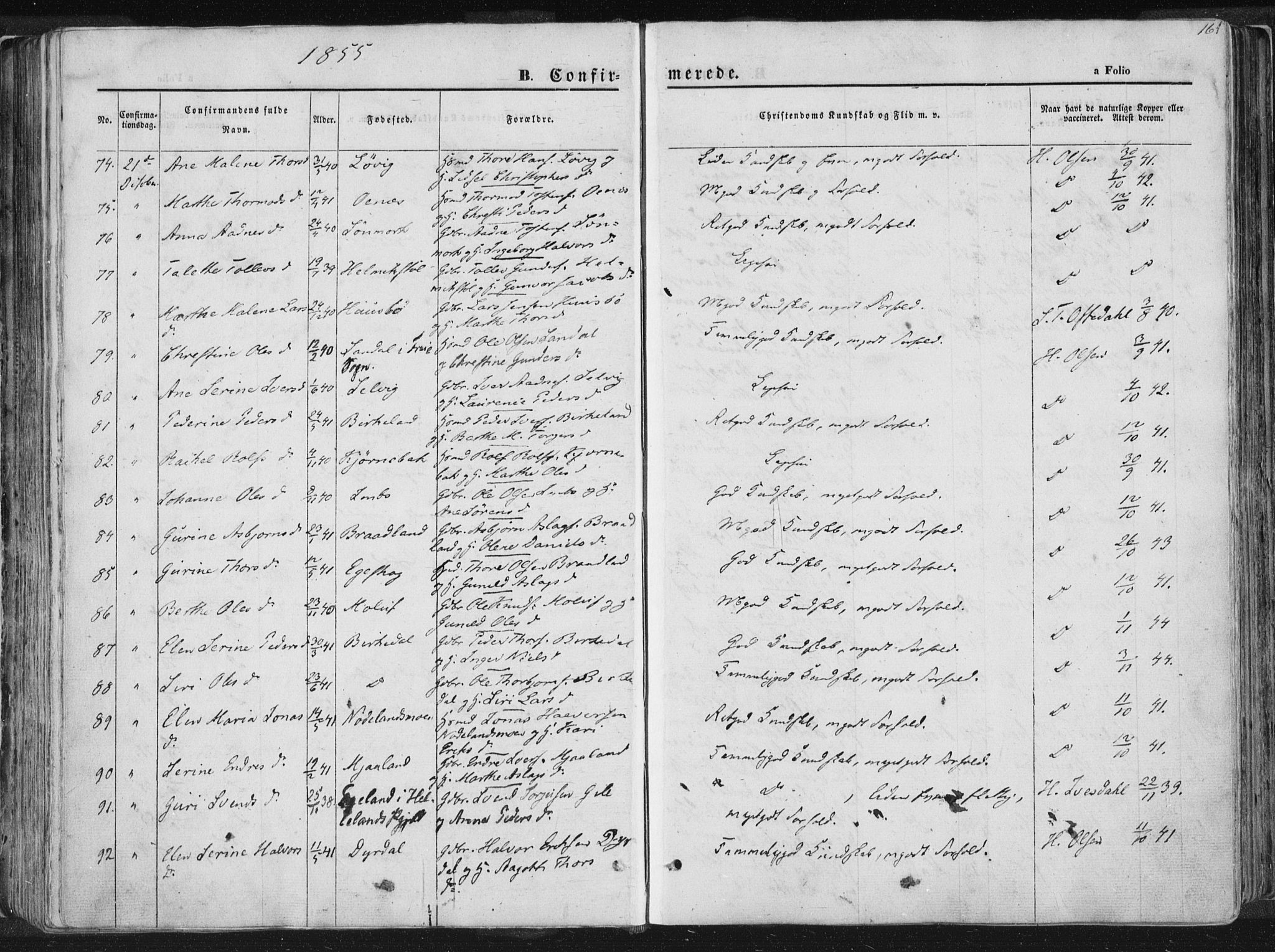 Høgsfjord sokneprestkontor, AV/SAST-A-101624/H/Ha/Haa/L0001: Ministerialbok nr. A 1, 1854-1875, s. 161