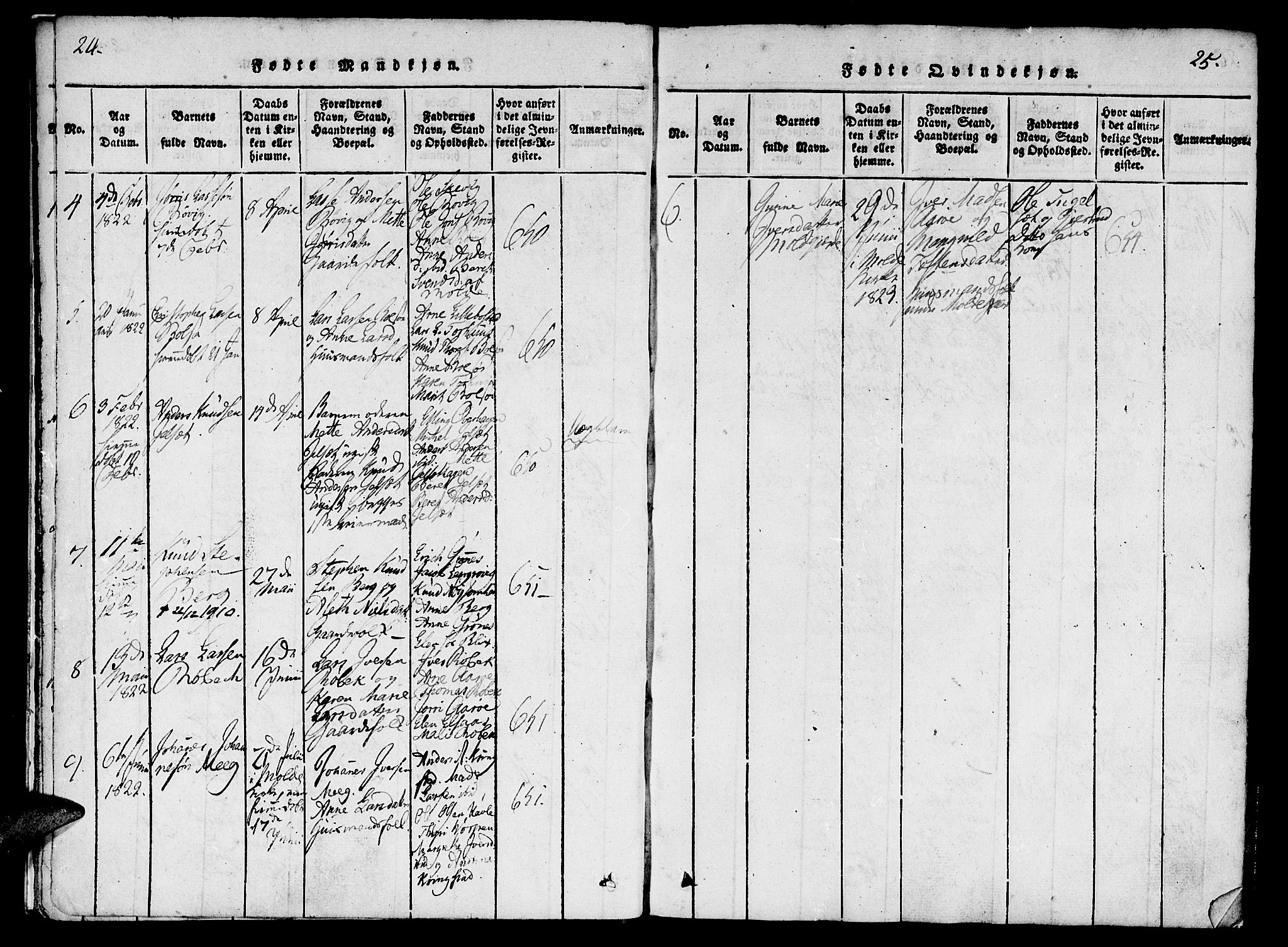 Ministerialprotokoller, klokkerbøker og fødselsregistre - Møre og Romsdal, SAT/A-1454/555/L0652: Ministerialbok nr. 555A03, 1817-1843, s. 24-25