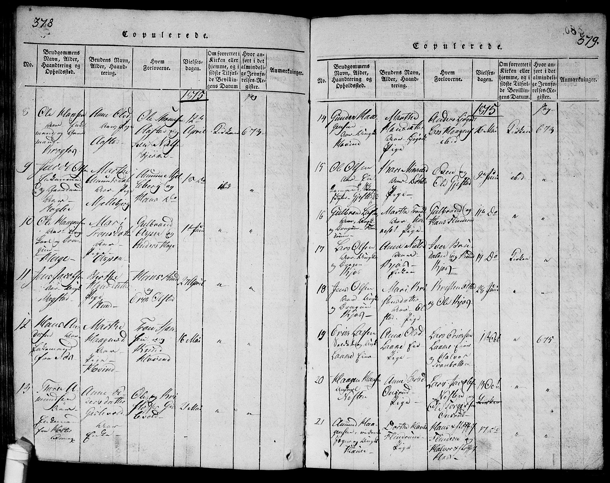 Ullensaker prestekontor Kirkebøker, SAO/A-10236a/G/Ga/L0001: Klokkerbok nr. I 1, 1815-1835, s. 378-379