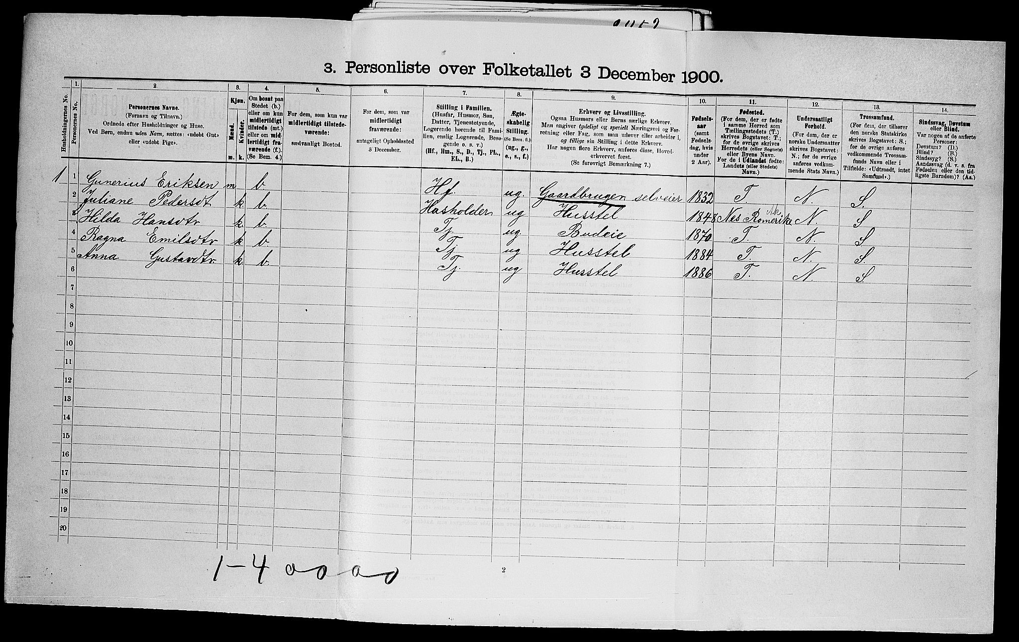 SAO, Folketelling 1900 for 0224 Aurskog herred, 1900