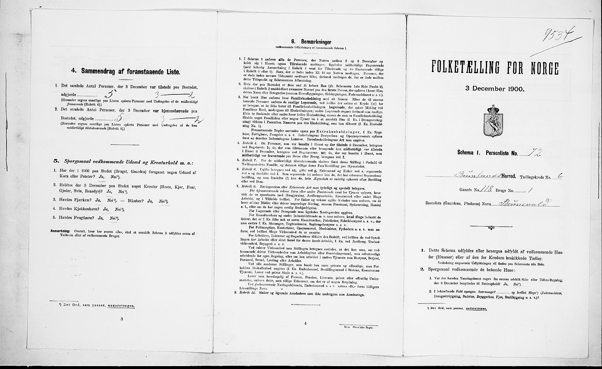 RA, Folketelling 1900 for 0726 Brunlanes herred, 1900, s. 994