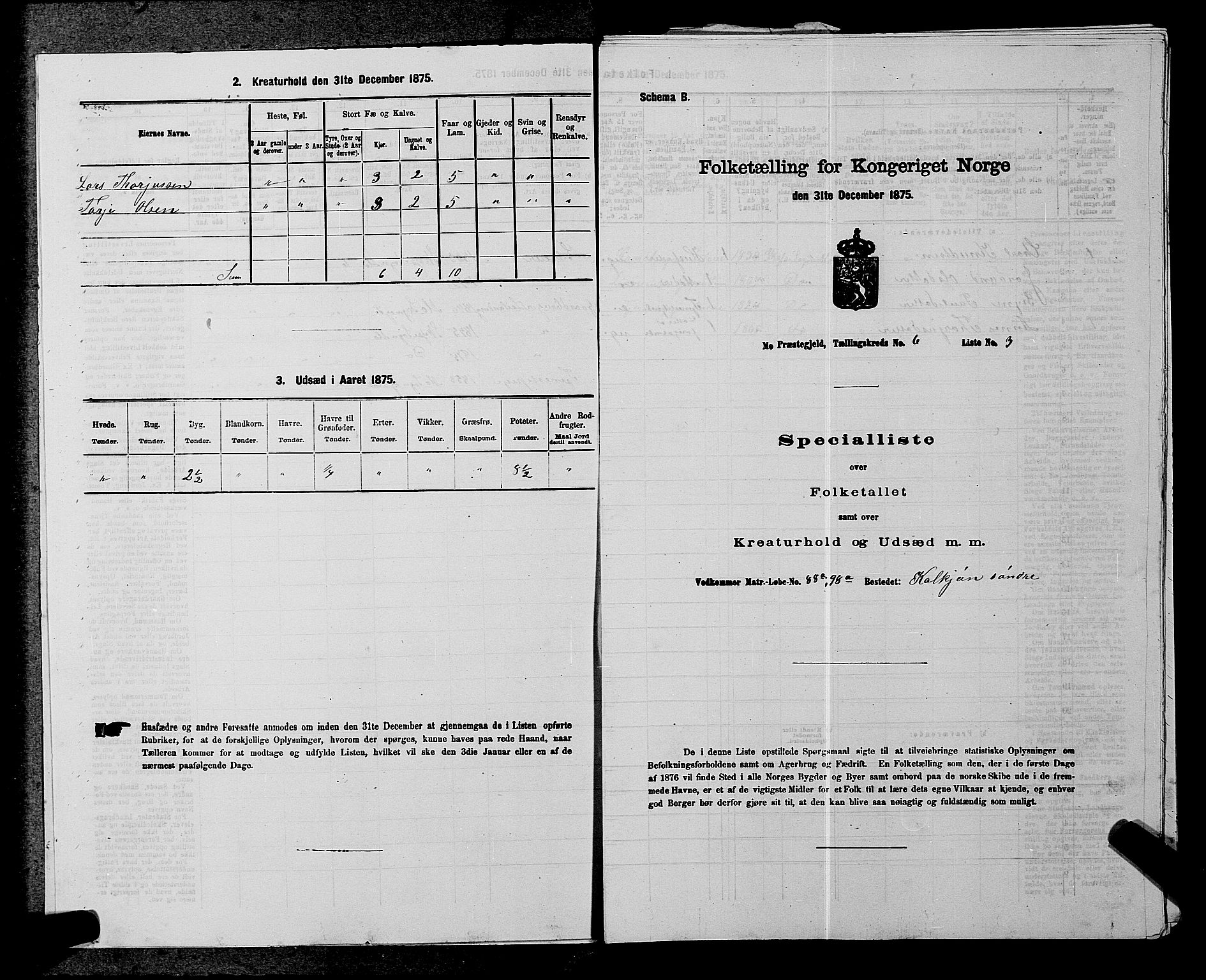 SAKO, Folketelling 1875 for 0832P Mo prestegjeld, 1875, s. 448