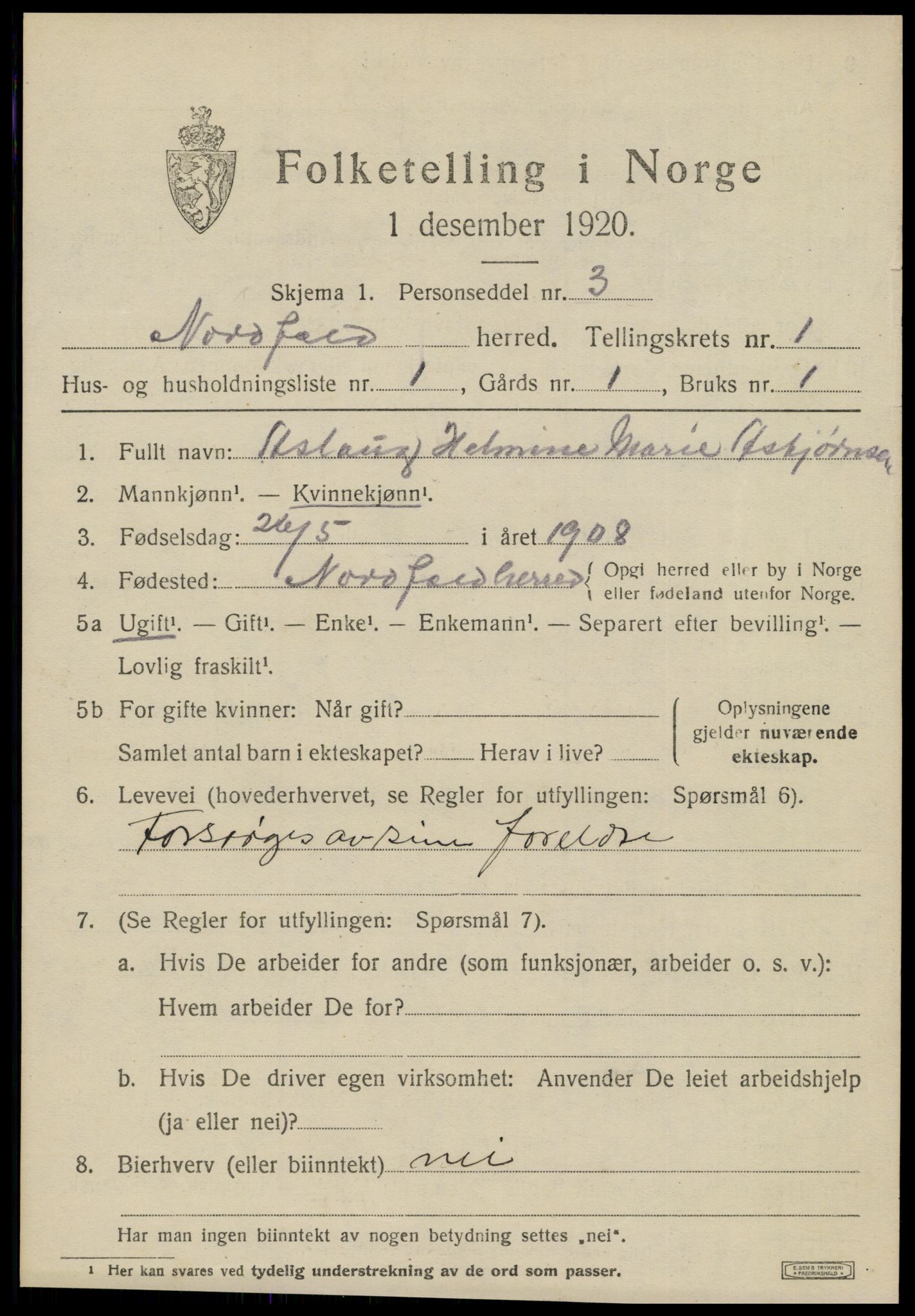 SAT, Folketelling 1920 for 1846 Nordfold herred, 1920, s. 517