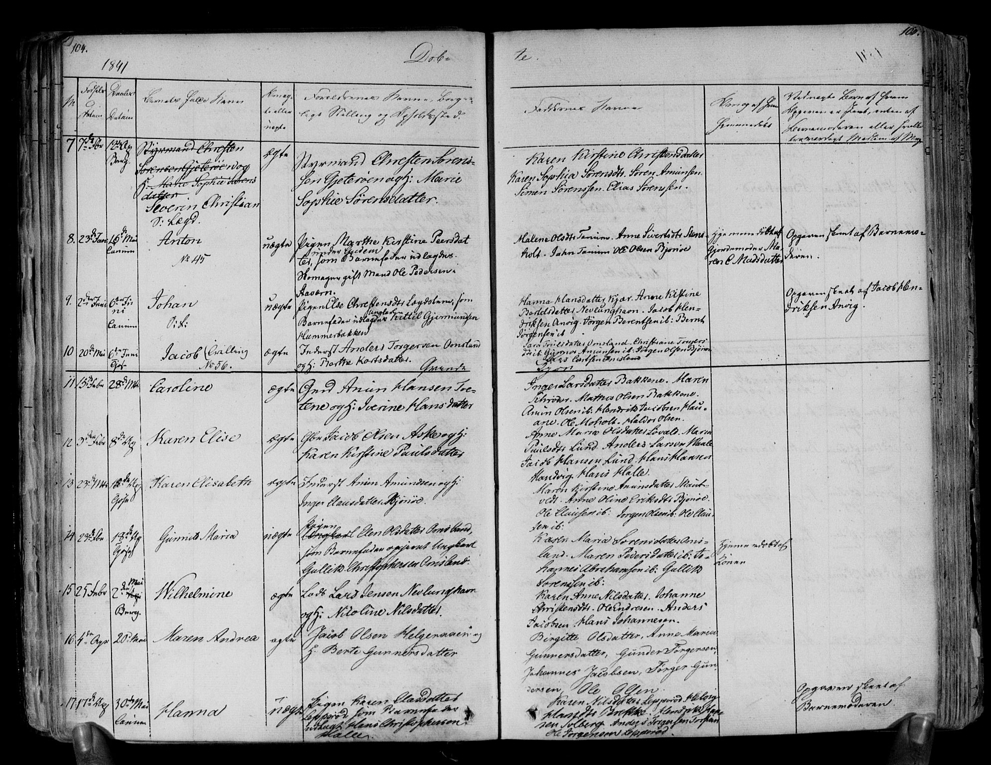 Brunlanes kirkebøker, AV/SAKO-A-342/F/Fa/L0003: Ministerialbok nr. I 3, 1834-1845, s. 104-105