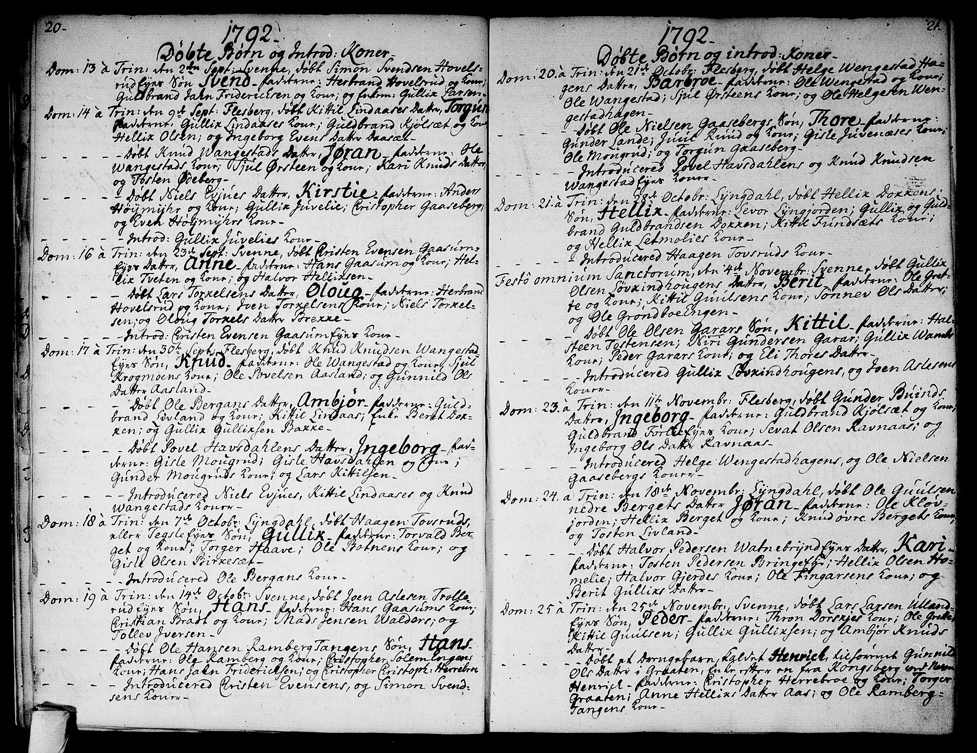 Flesberg kirkebøker, SAKO/A-18/F/Fa/L0004: Ministerialbok nr. I 4, 1788-1815, s. 20-21