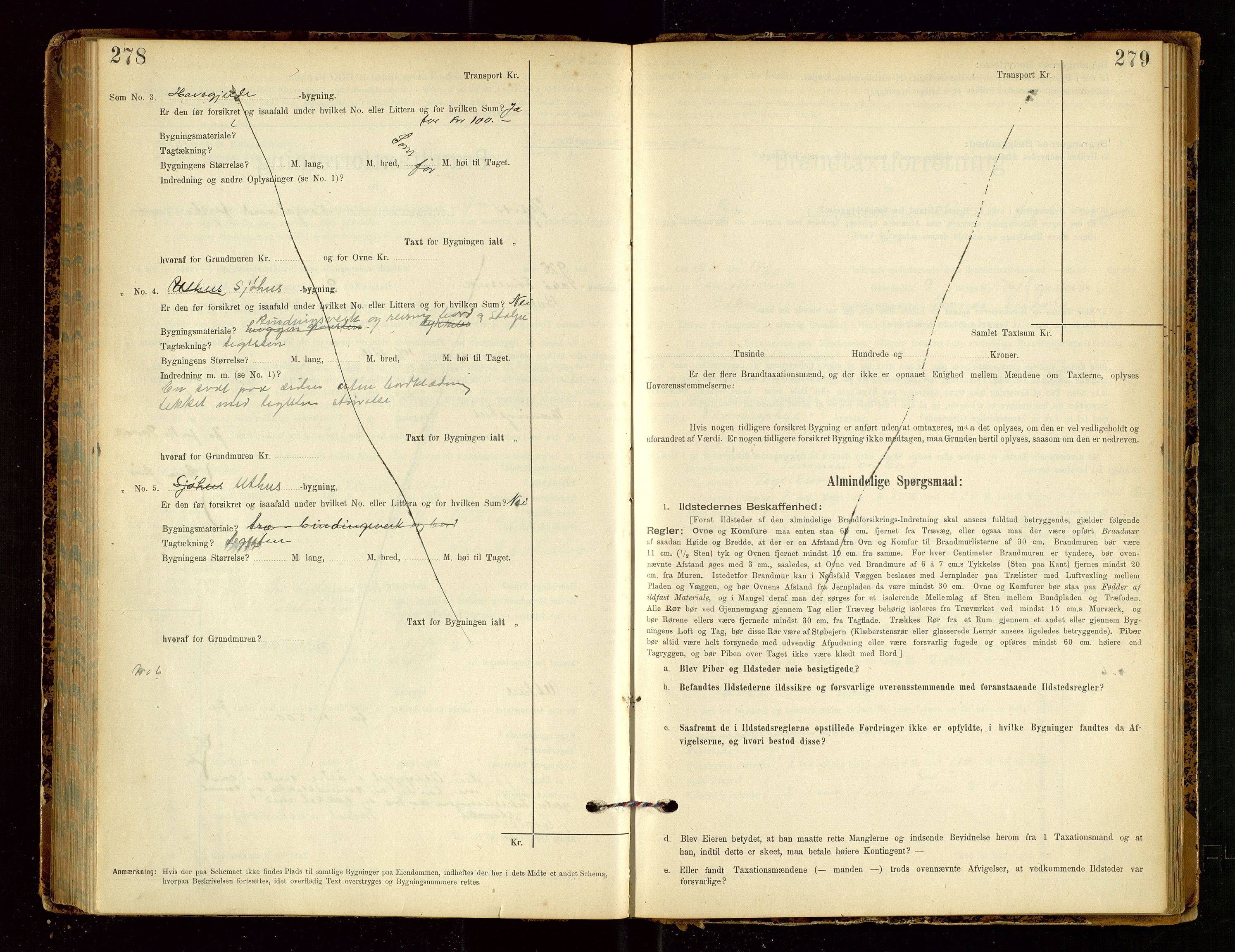 Tysvær lensmannskontor, AV/SAST-A-100192/Gob/L0002: "Brandtakstprotokol for Lensmanden i Tysvær", 1901-1932, s. 278-279