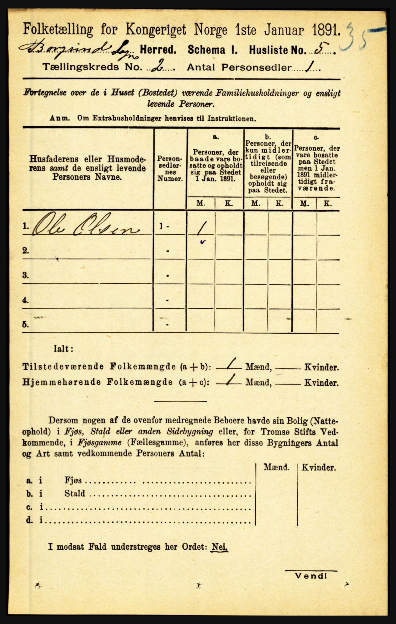 RA, Folketelling 1891 for 1423 Borgund herred, 1891, s. 266