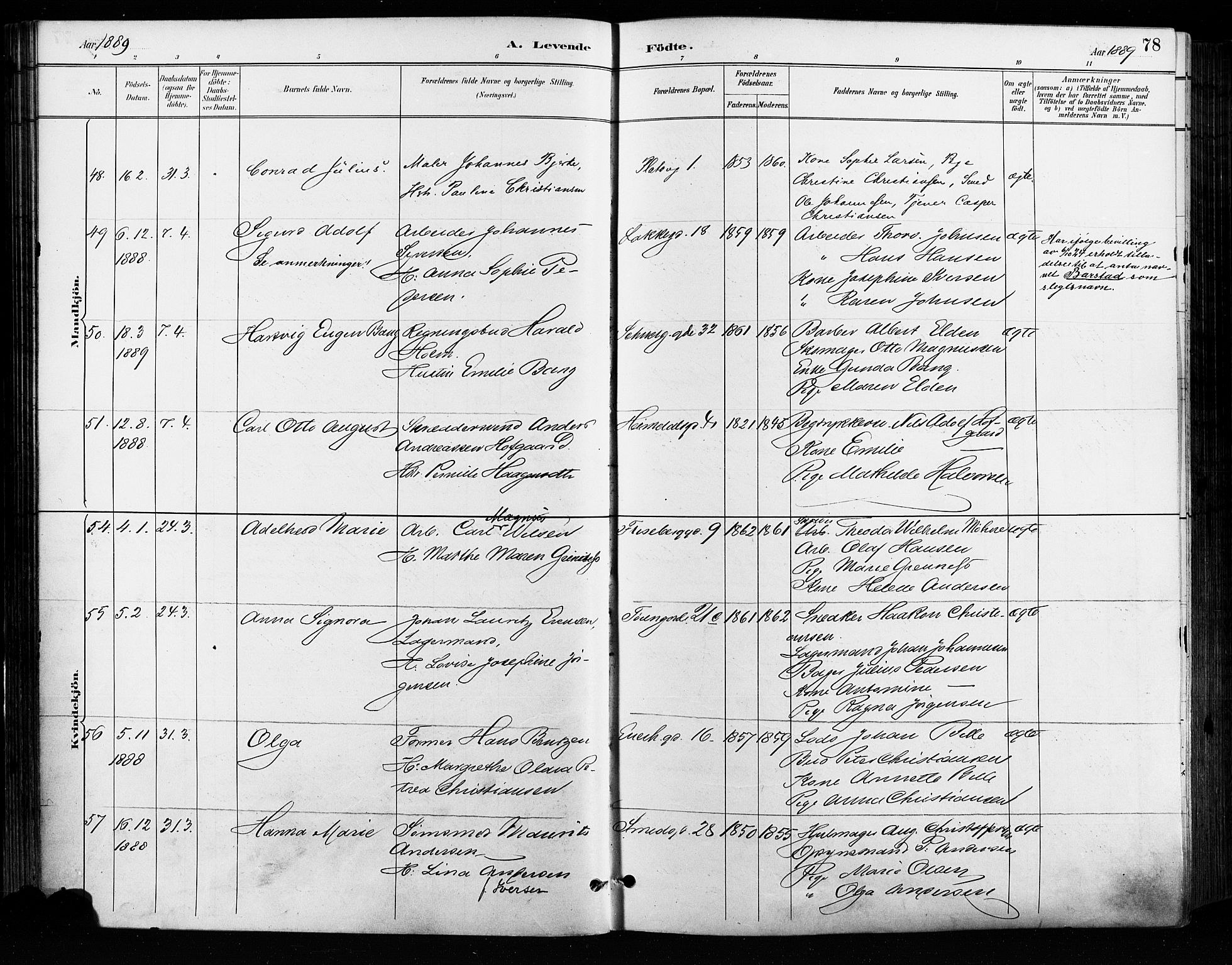 Grønland prestekontor Kirkebøker, SAO/A-10848/F/Fa/L0009: Ministerialbok nr. 9, 1888-1893, s. 78