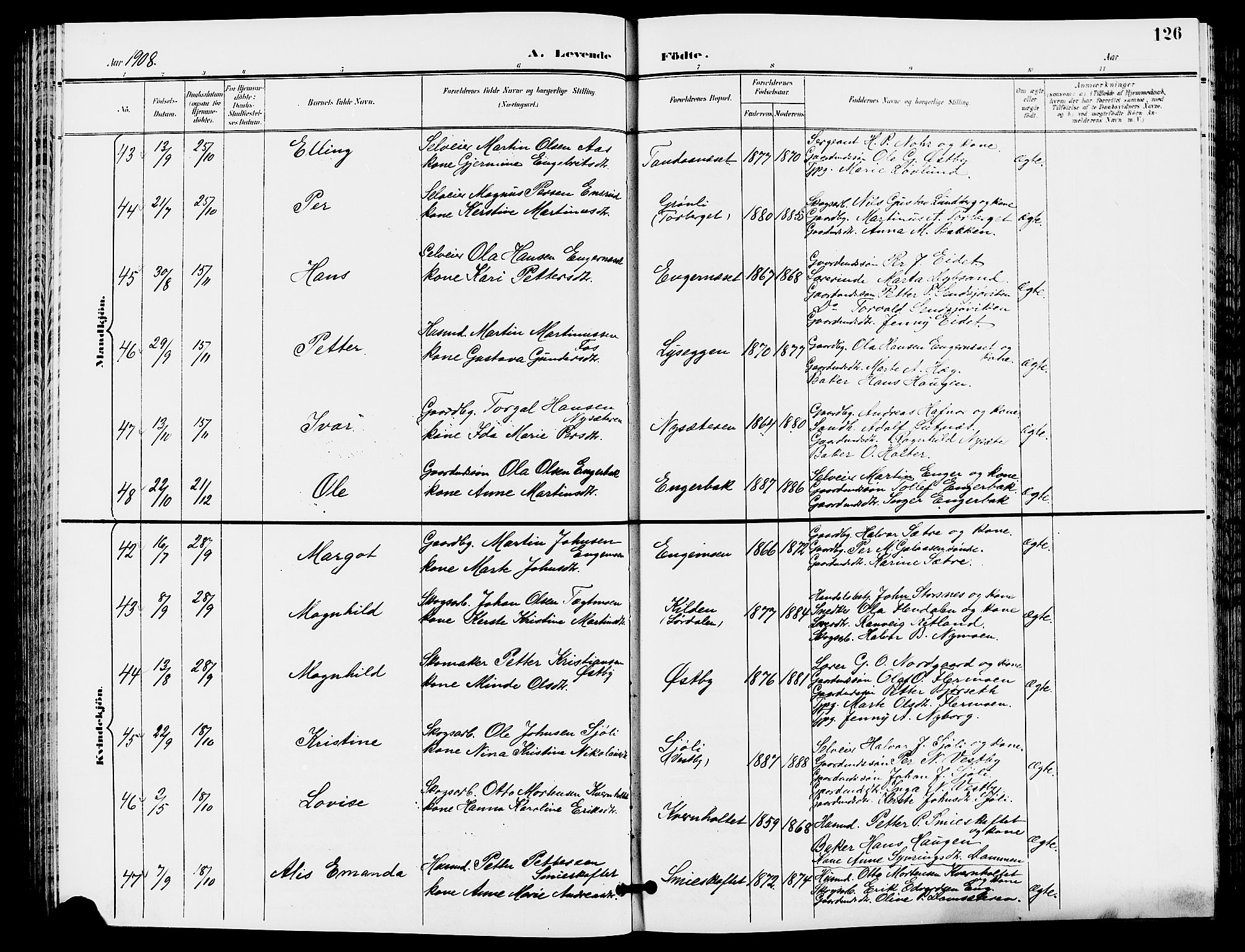 Trysil prestekontor, AV/SAH-PREST-046/H/Ha/Hab/L0006: Klokkerbok nr. 6, 1896-1912, s. 126