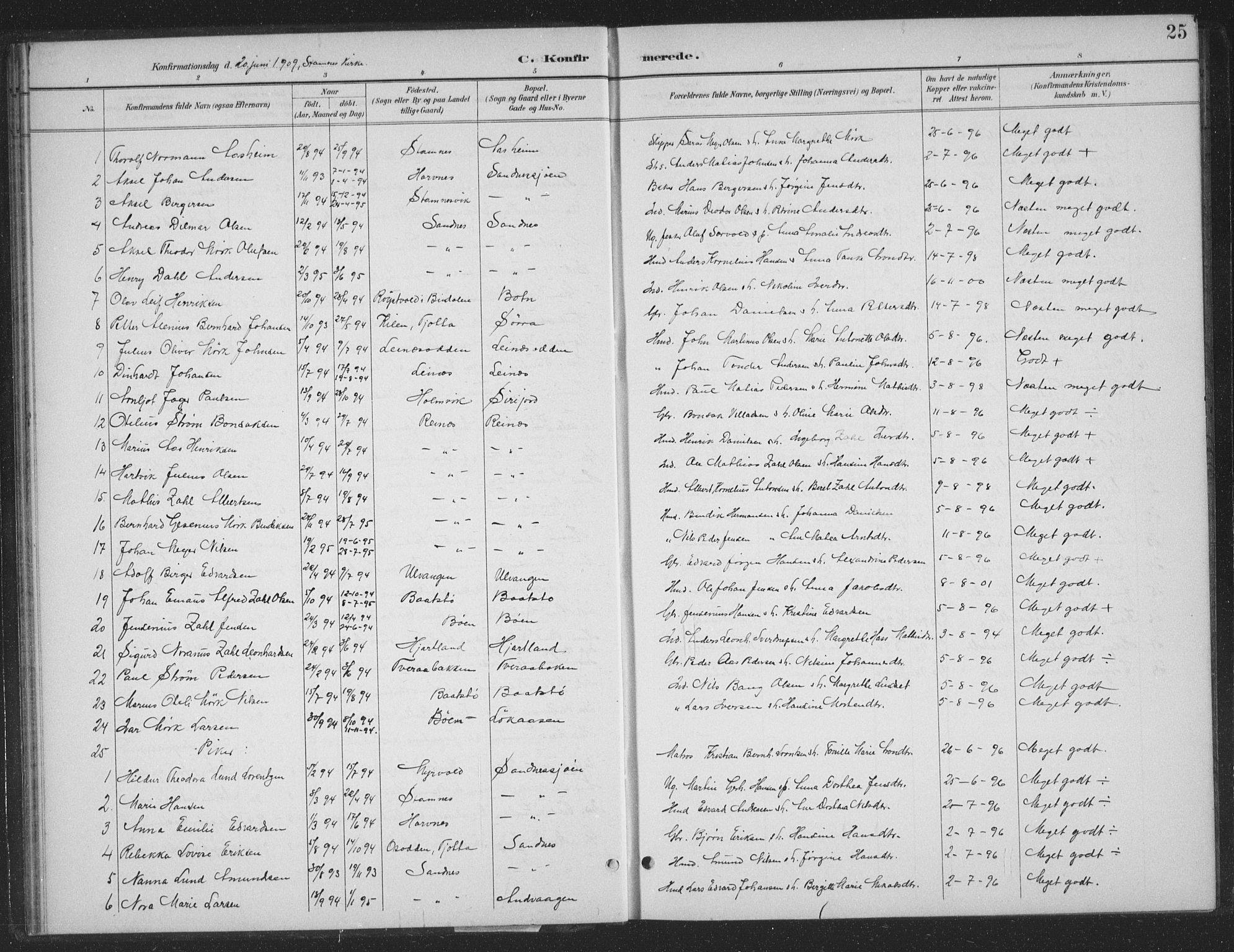 Ministerialprotokoller, klokkerbøker og fødselsregistre - Nordland, SAT/A-1459/831/L0479: Klokkerbok nr. 831C06, 1897-1936, s. 25
