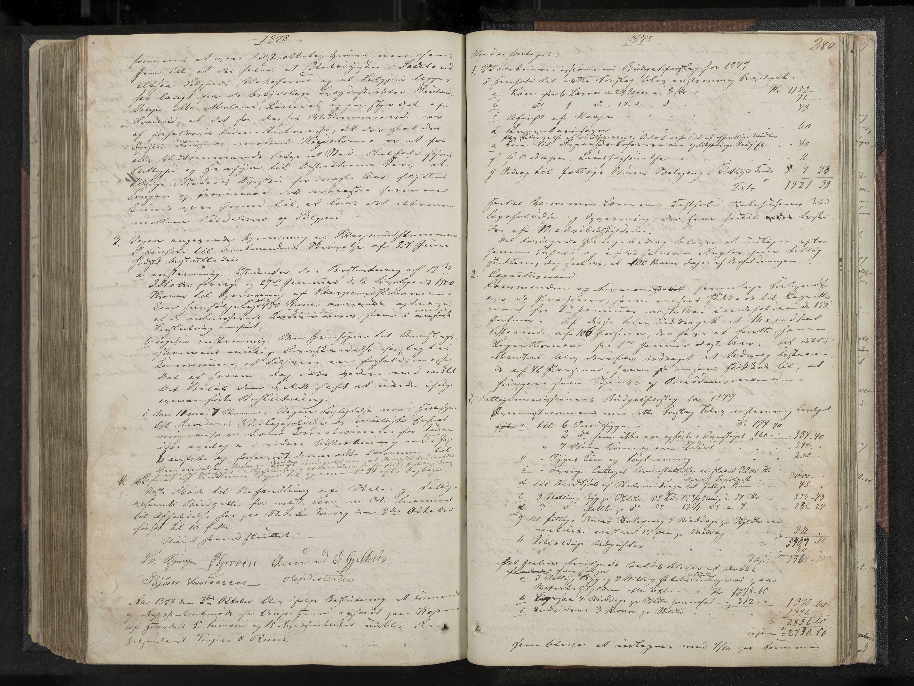 Vinje formannskap og sentraladministrasjon, IKAK/0834021-1/A/L0001: Møtebok, 1838-1889, s. 280