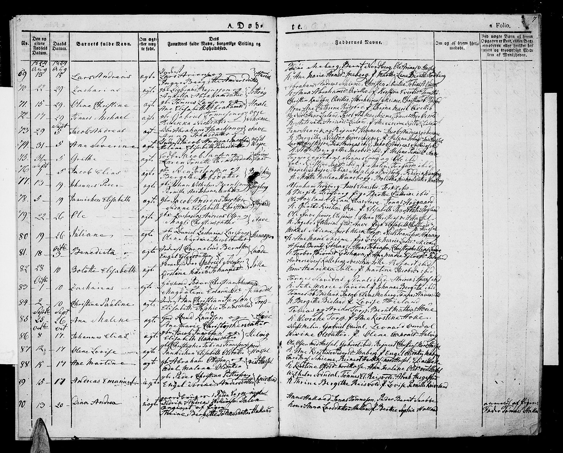 Lista sokneprestkontor, AV/SAK-1111-0027/F/Fa/L0008: Ministerialbok nr. A 8, 1823-1835, s. 7