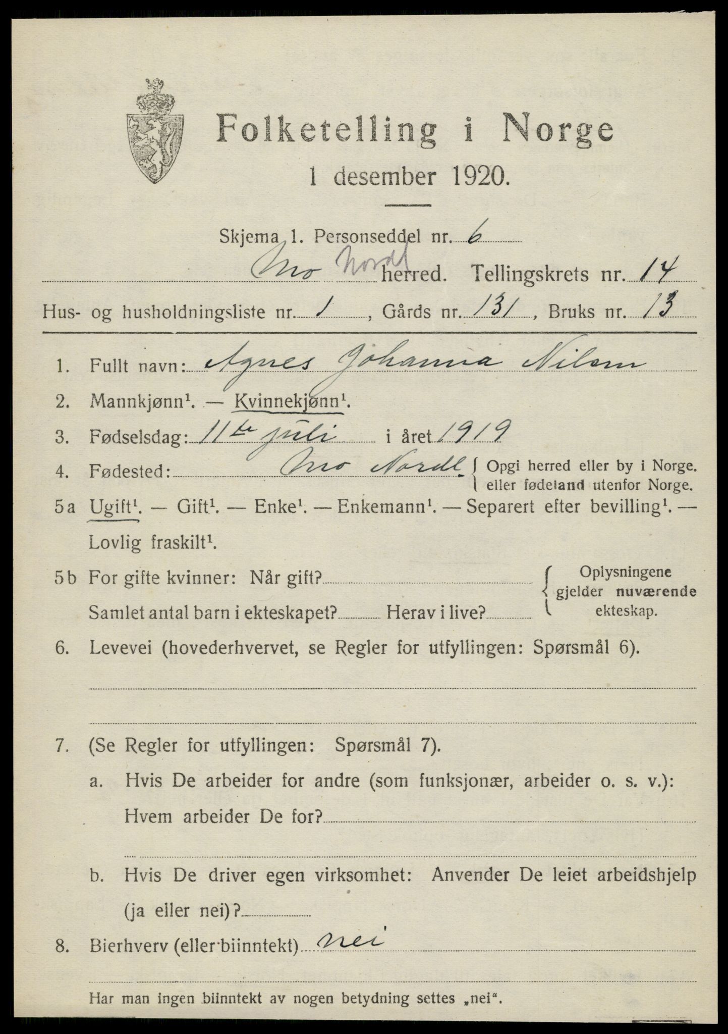 SAT, Folketelling 1920 for 1833 Mo herred, 1920, s. 11363