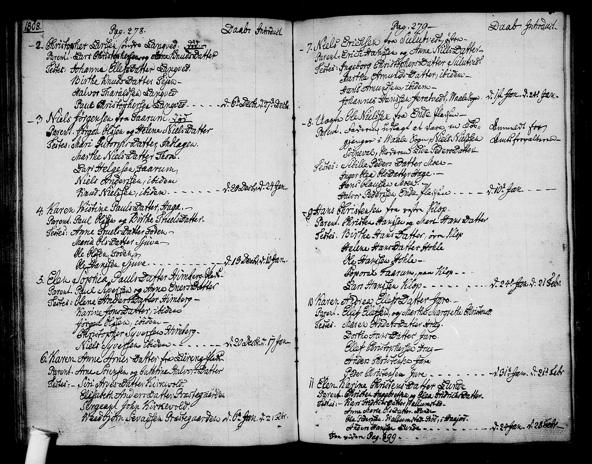 Ramnes kirkebøker, SAKO/A-314/F/Fa/L0003: Ministerialbok nr. I 3, 1790-1813, s. 278-279