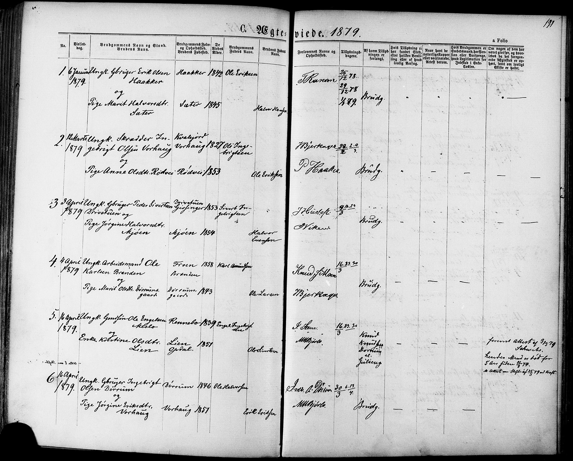 Ministerialprotokoller, klokkerbøker og fødselsregistre - Sør-Trøndelag, AV/SAT-A-1456/678/L0900: Ministerialbok nr. 678A09, 1872-1881, s. 191