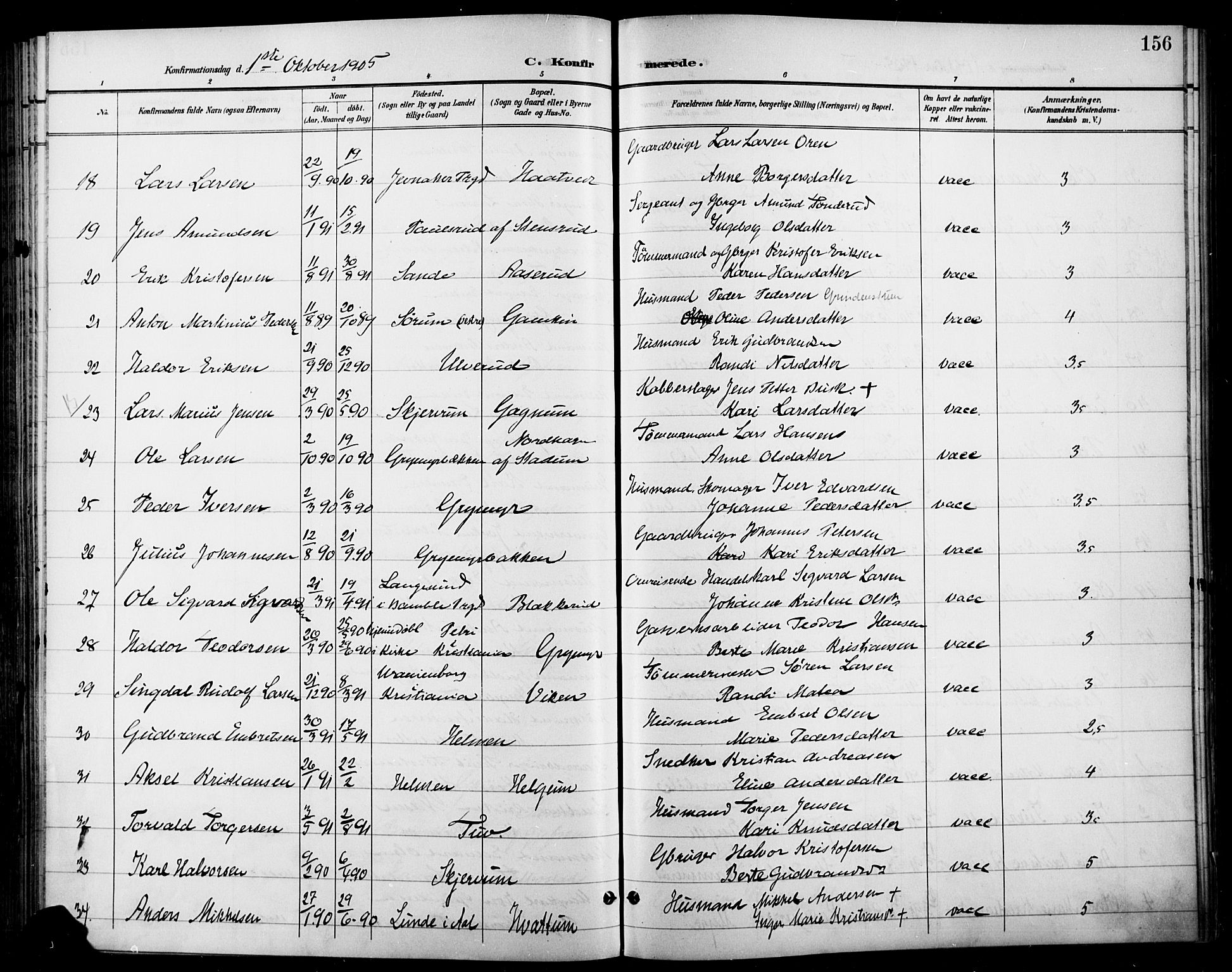 Gran prestekontor, AV/SAH-PREST-112/H/Ha/Haa/L0019: Ministerialbok nr. 19, 1898-1907, s. 156