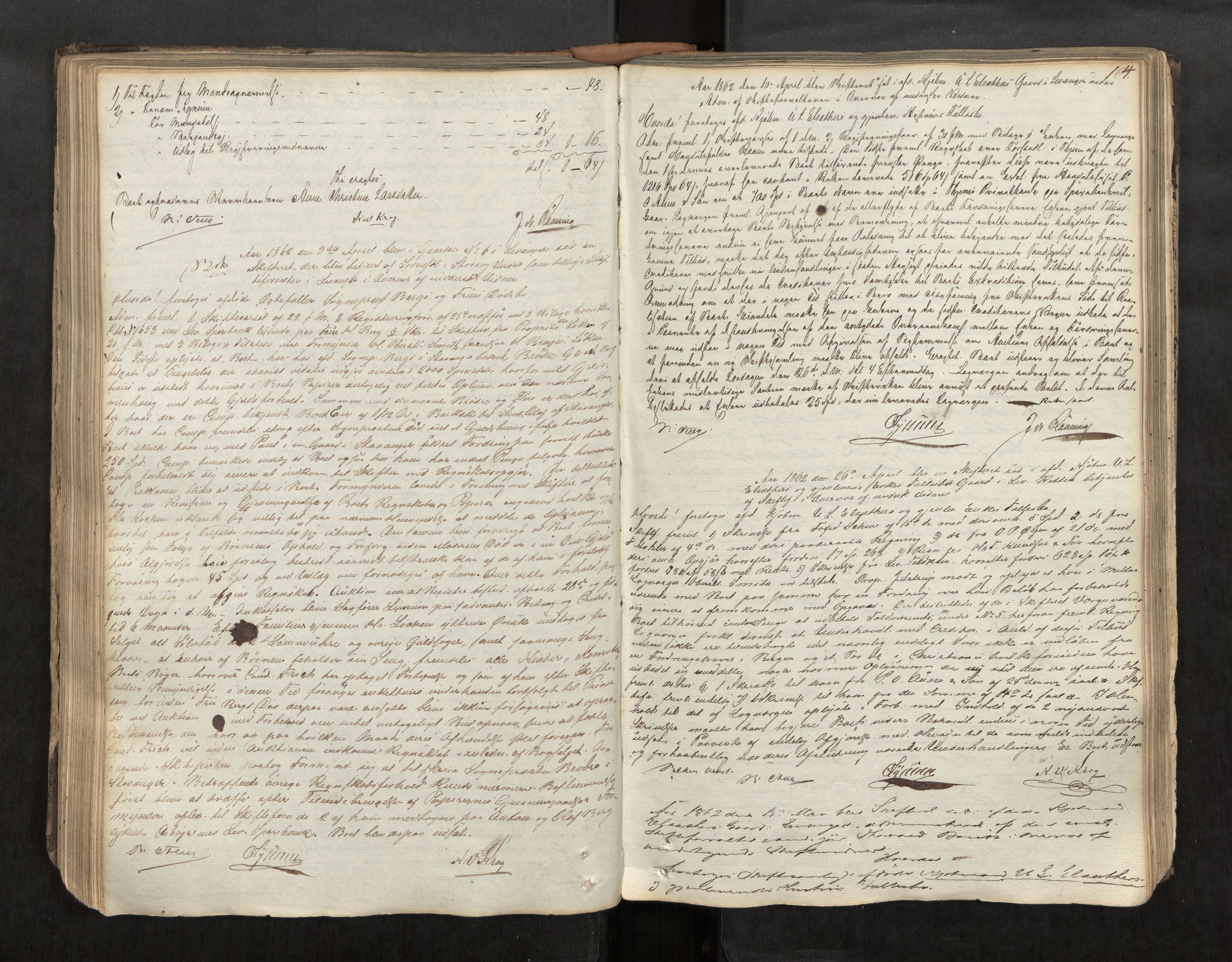 Stjør- og Verdal sorenskriveri, AV/SAT-A-4167/1/3/3A/L0060: Skifteprotokoll for Levanger, 1839-1871, s. 164